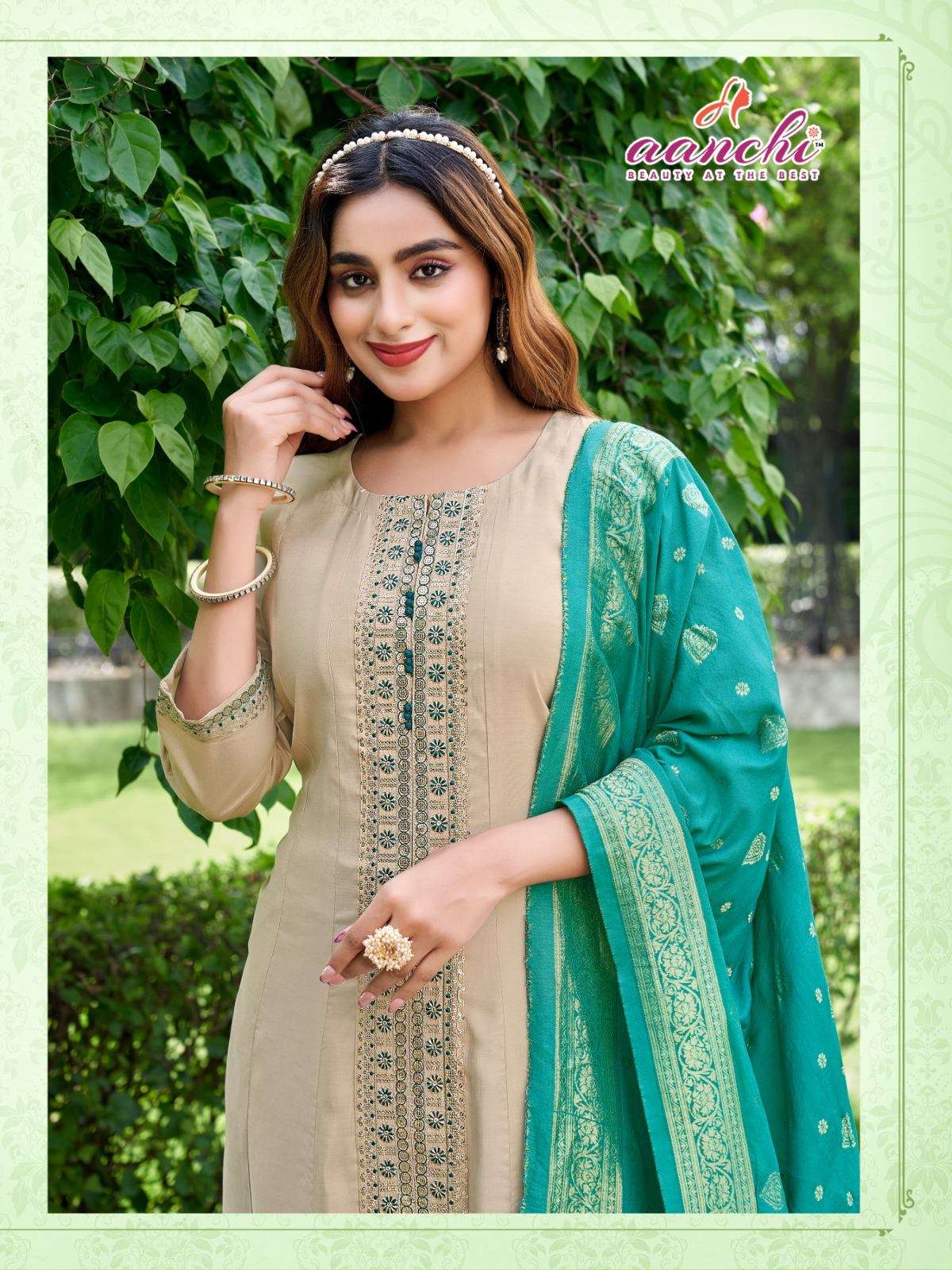 BHAVNA-2 BY AANCHI IN ROMAN SHIMMER WITH EMBROIDERY WORK AND JACQUARD DUPTTA 