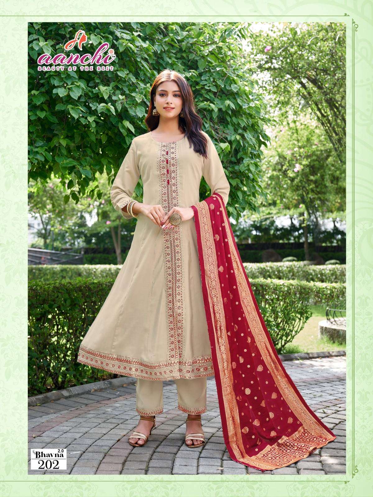 BHAVNA-2 BY AANCHI IN ROMAN SHIMMER WITH EMBROIDERY WORK AND JACQUARD DUPTTA 