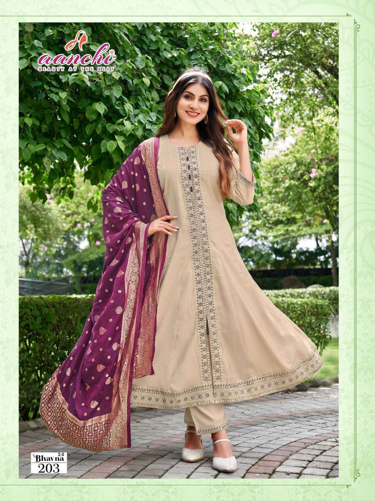 BHAVNA-2 BY AANCHI IN ROMAN SHIMMER WITH EMBROIDERY WORK AND JACQUARD DUPTTA 