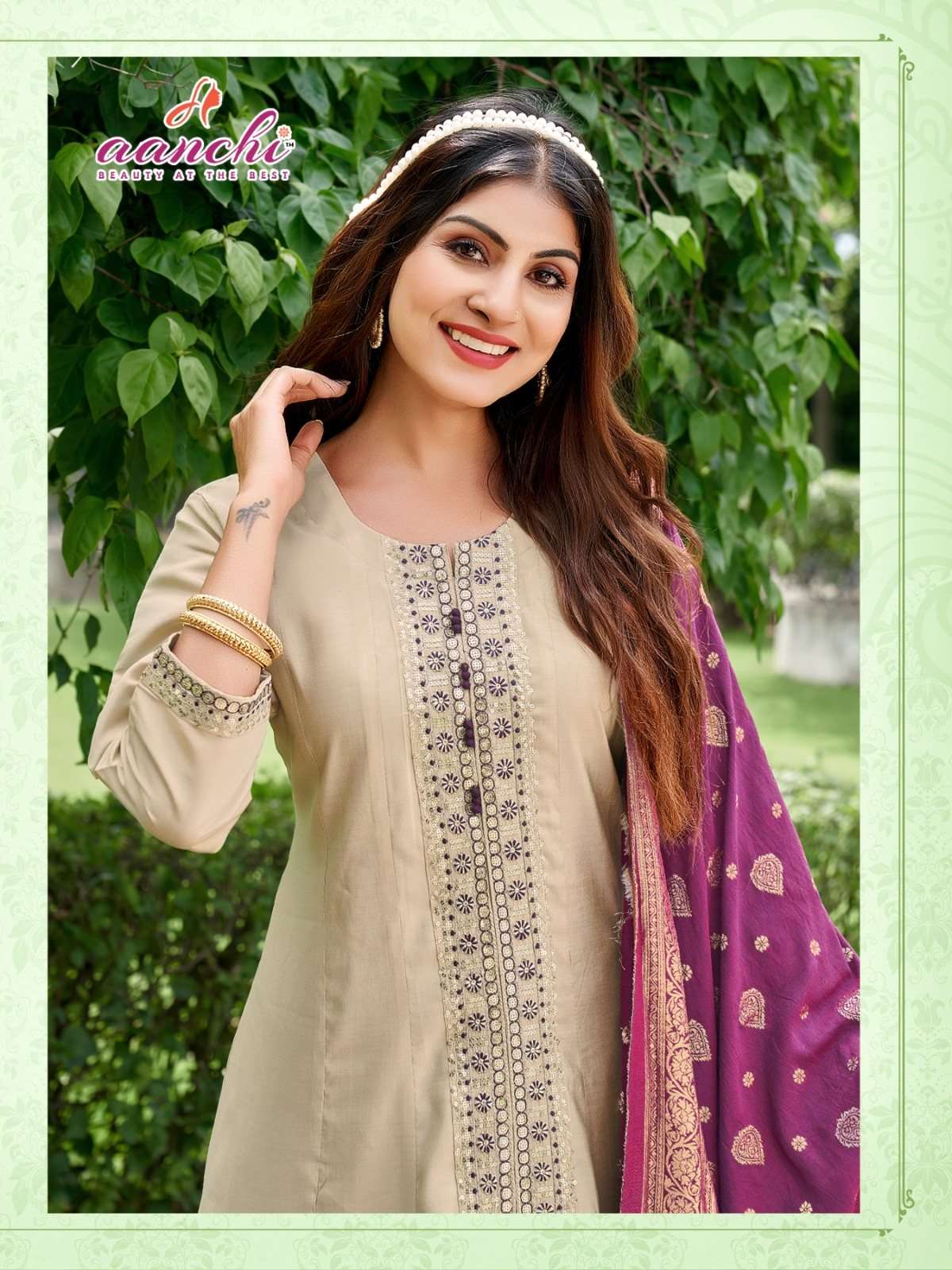 BHAVNA-2 BY AANCHI IN ROMAN SHIMMER WITH EMBROIDERY WORK AND JACQUARD DUPTTA 