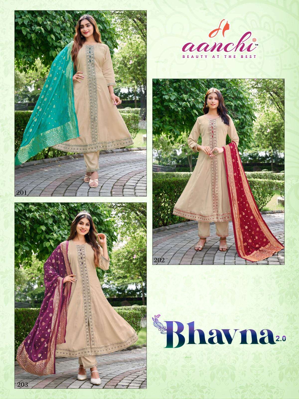 BHAVNA-2 BY AANCHI IN ROMAN SHIMMER WITH EMBROIDERY WORK AND JACQUARD DUPTTA 