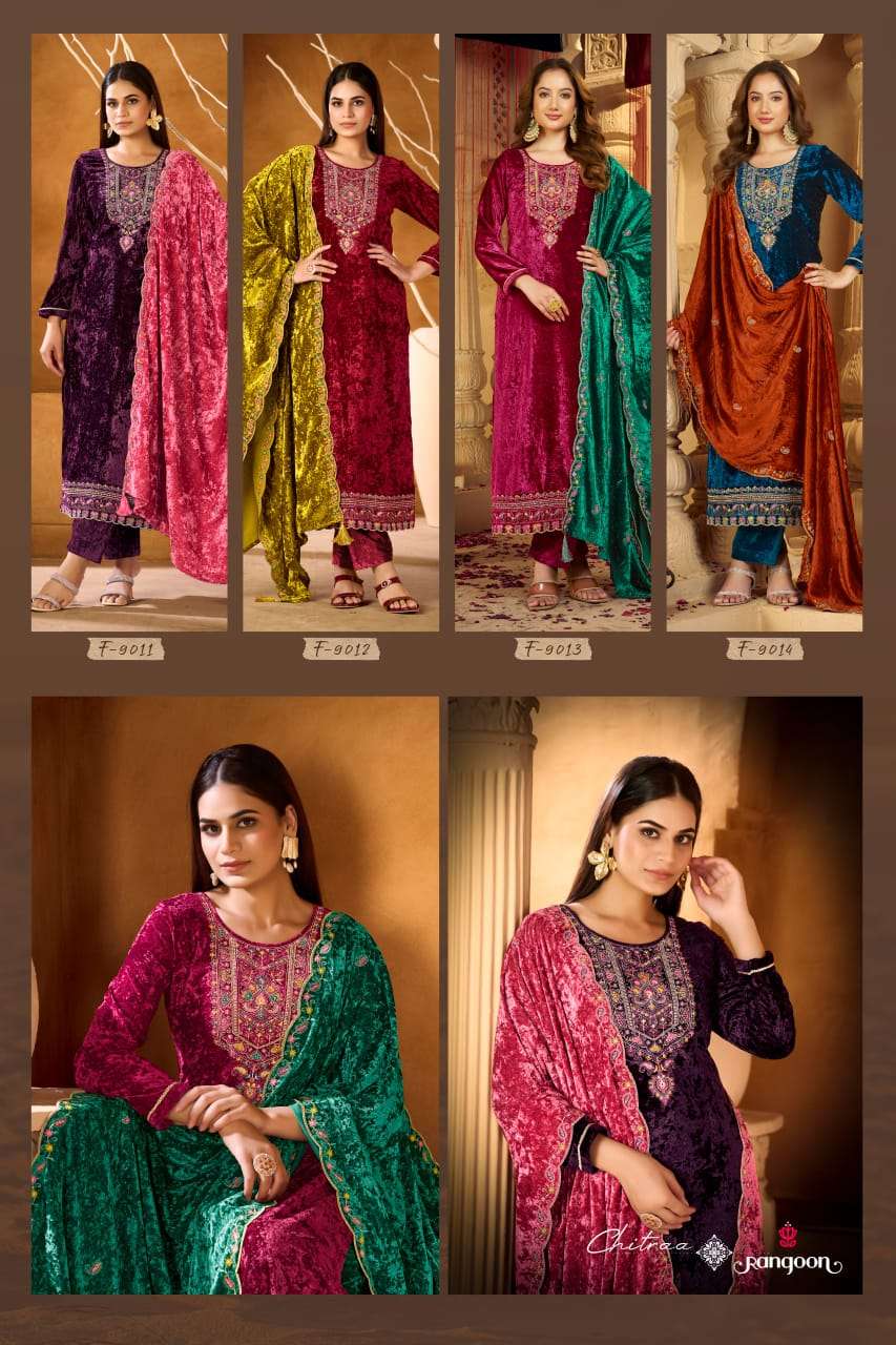 CHITRAA BY RANGOON IN PURE MAKHAMAL VELVET WITH HEAVY WORK AND FULL INNER 