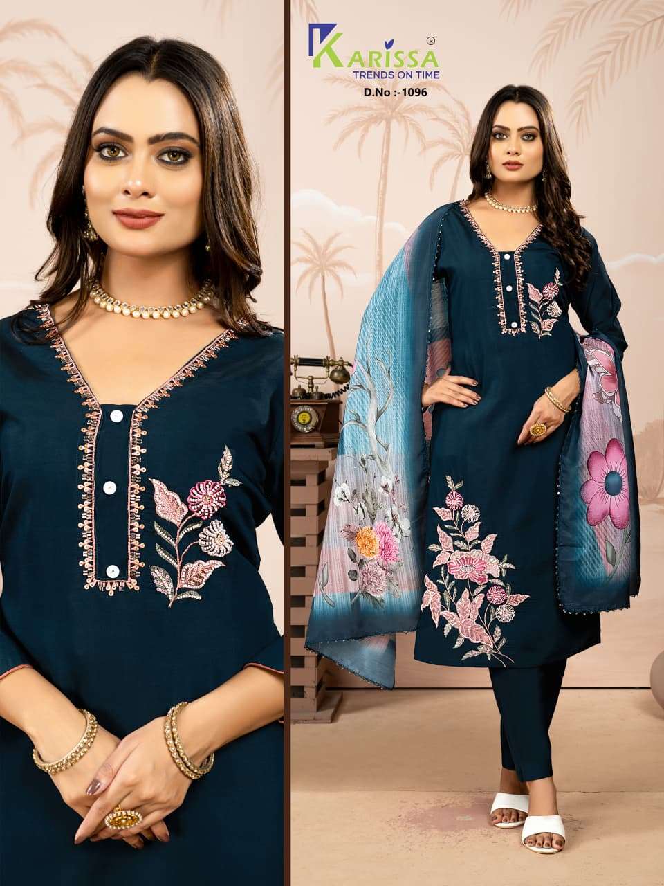 D.NO :- 1093 TO 1096 BY KARISSA IN PREMIUM VISCOSE ROMAN SILK WITH THREAD & KHATALI WORK 