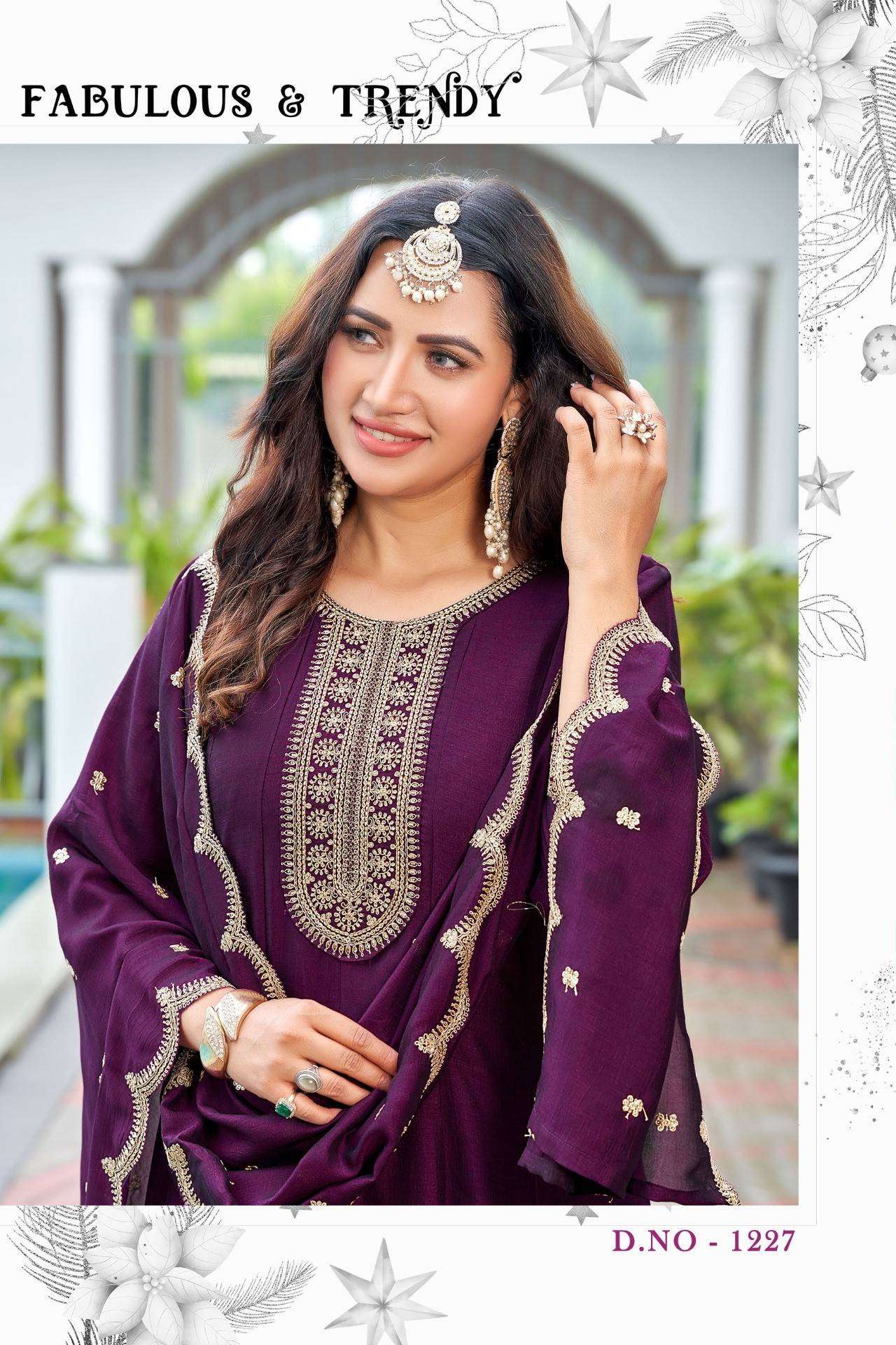 D.NO :- 1227 BY GURMAYA IN VICHITRA SILK WITH HEAVY EMBROIDERY WORK ANARKALI STYLE 