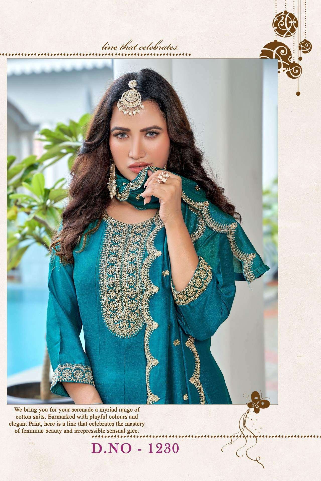 D.NO :- 1230 BY GURMAYA IN VICHITRA SILK WITH HEAVY EMBROIDERY WORK ANARKALI STYLE 