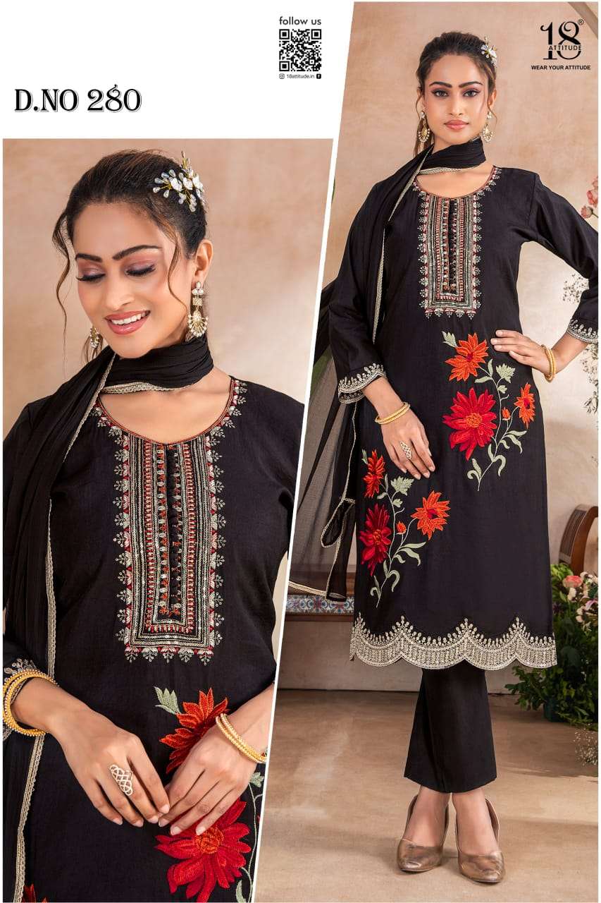 D.NO :- 280 BY 18 ATTITUDE IN VICHITRA SILK WITH HANDWORK COMBO PACK 