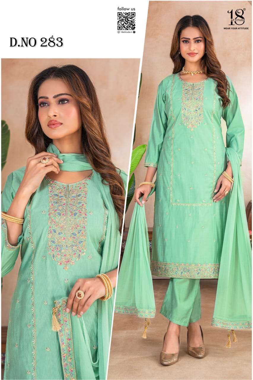 D.NO :- 283 BY 18 ATTITUDE IN VICHITRA SILK WITH HANDWORK COMBO PACK 