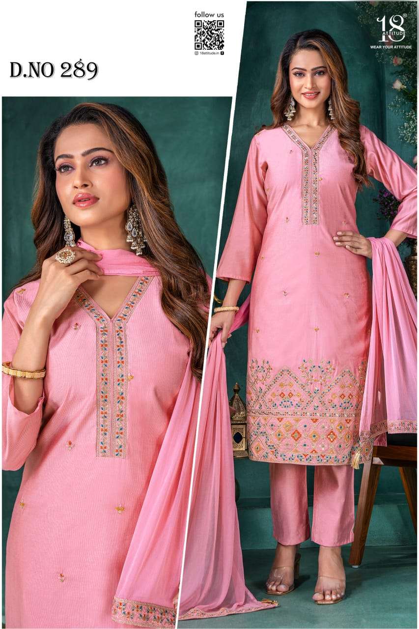 D.NO :- 289 BY 18 ATTITUDE IN VICHITRA SILK WITH HANDWORK COMBO PACK 