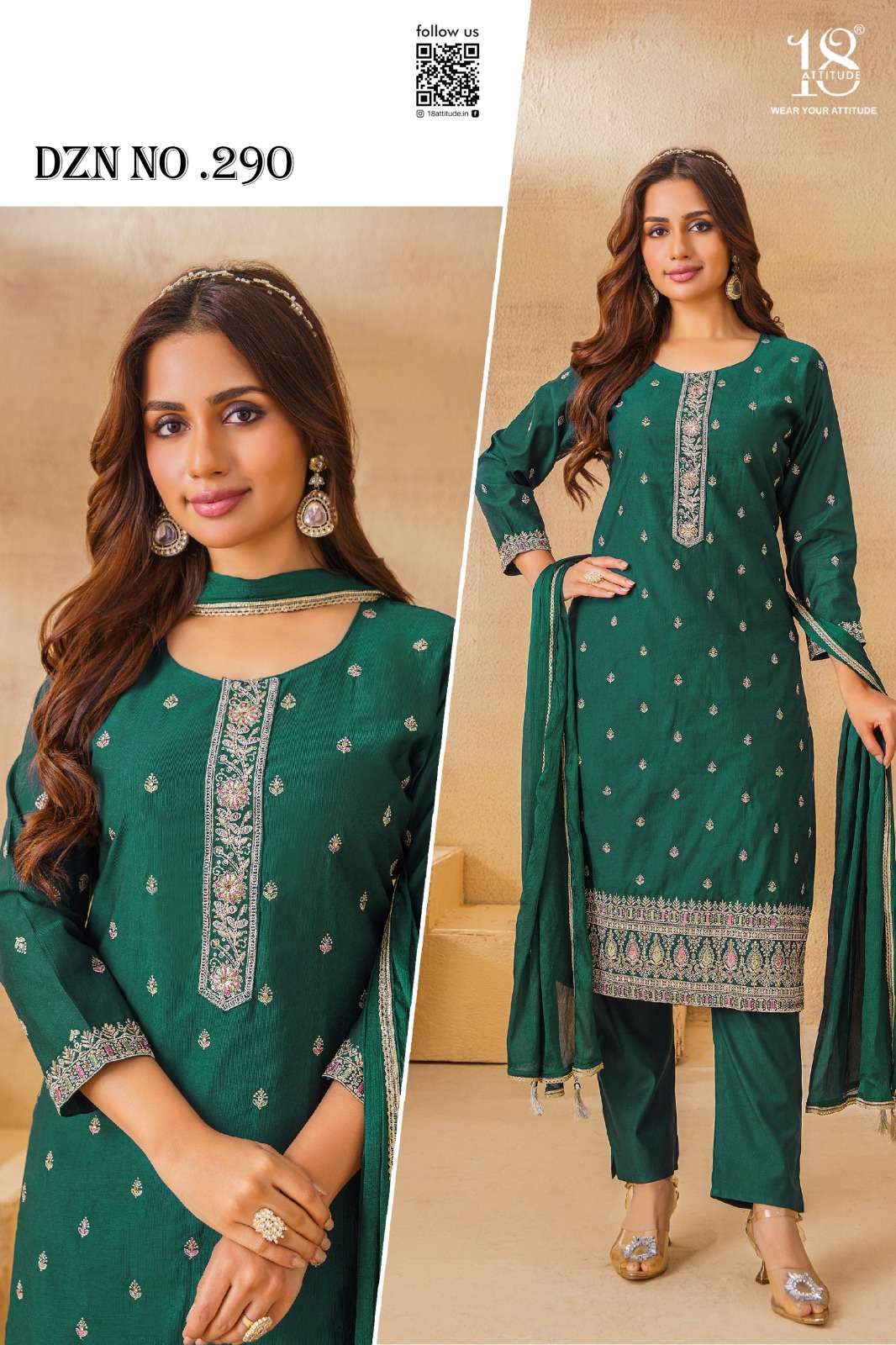 D.NO :- 290 BY 18 ATTITUDE IN VICHITRA SILK WITH HANDWORK COMBO PACK 