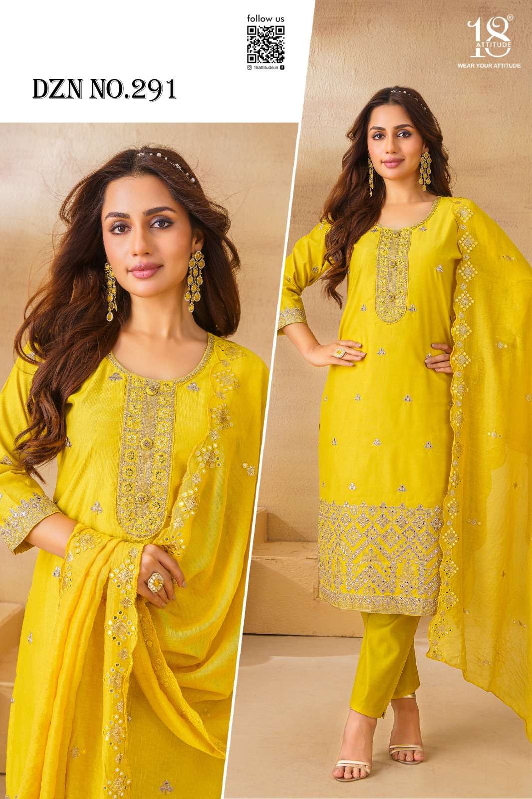 D.NO :- 291 BY 18 ATTITUDE IN VICHITRA SILK WITH HANDWORK COMBO PACK 