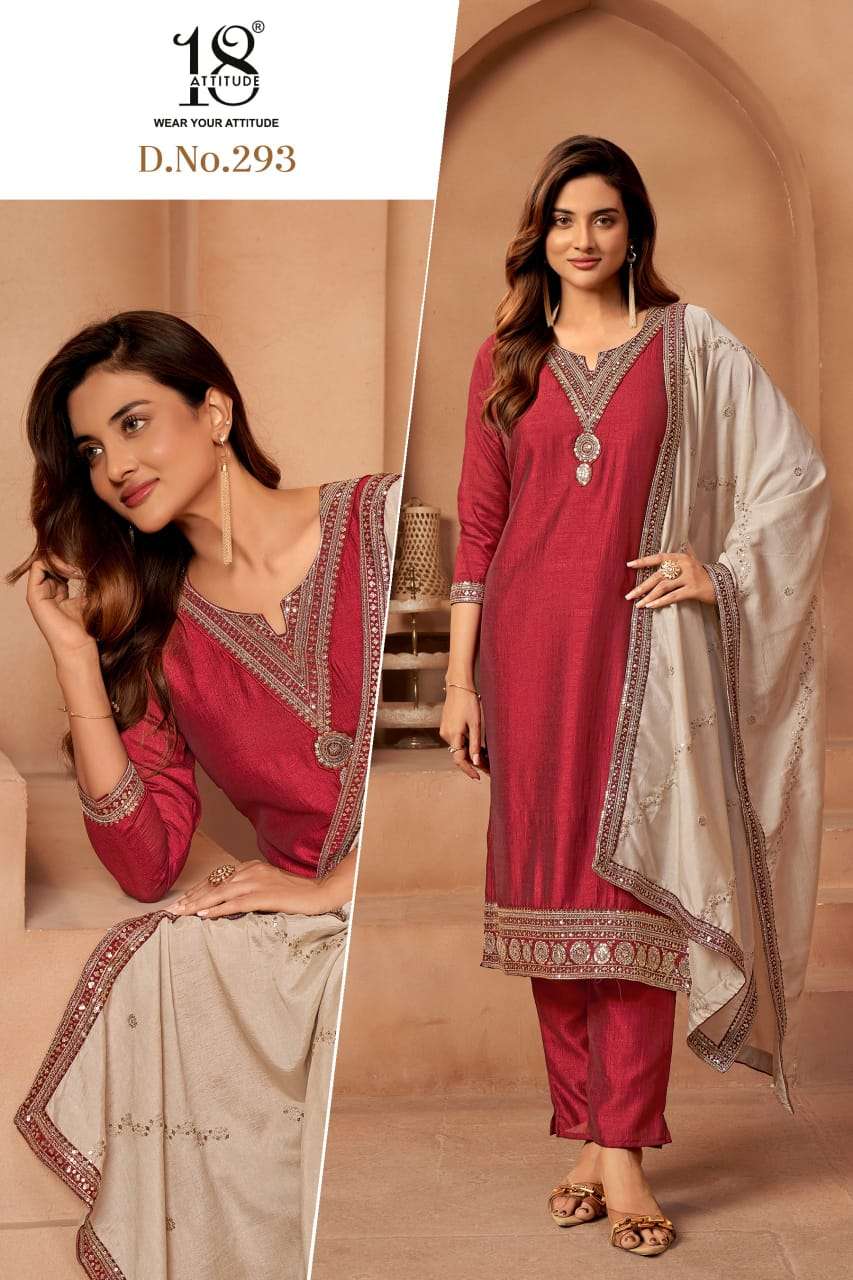 D.NO :- 293 BY 18 ATTITUDE IN VICHITRA SILK WITH HANDWORK COMBO PACK 