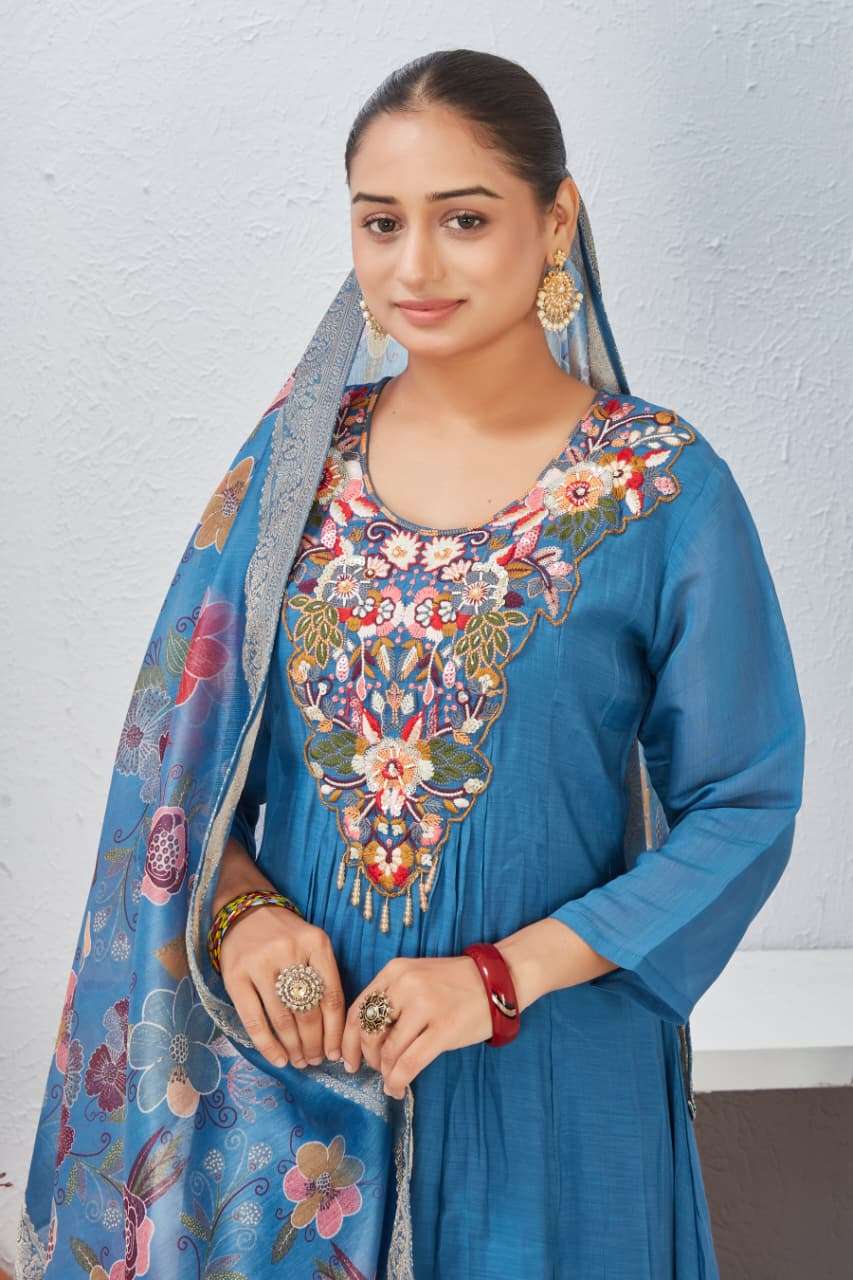 D.NO :- 2932 BY MCLOTHINGS IN MULL CHANDERI WITH MULTI SEQUENCE CORDING WORK 