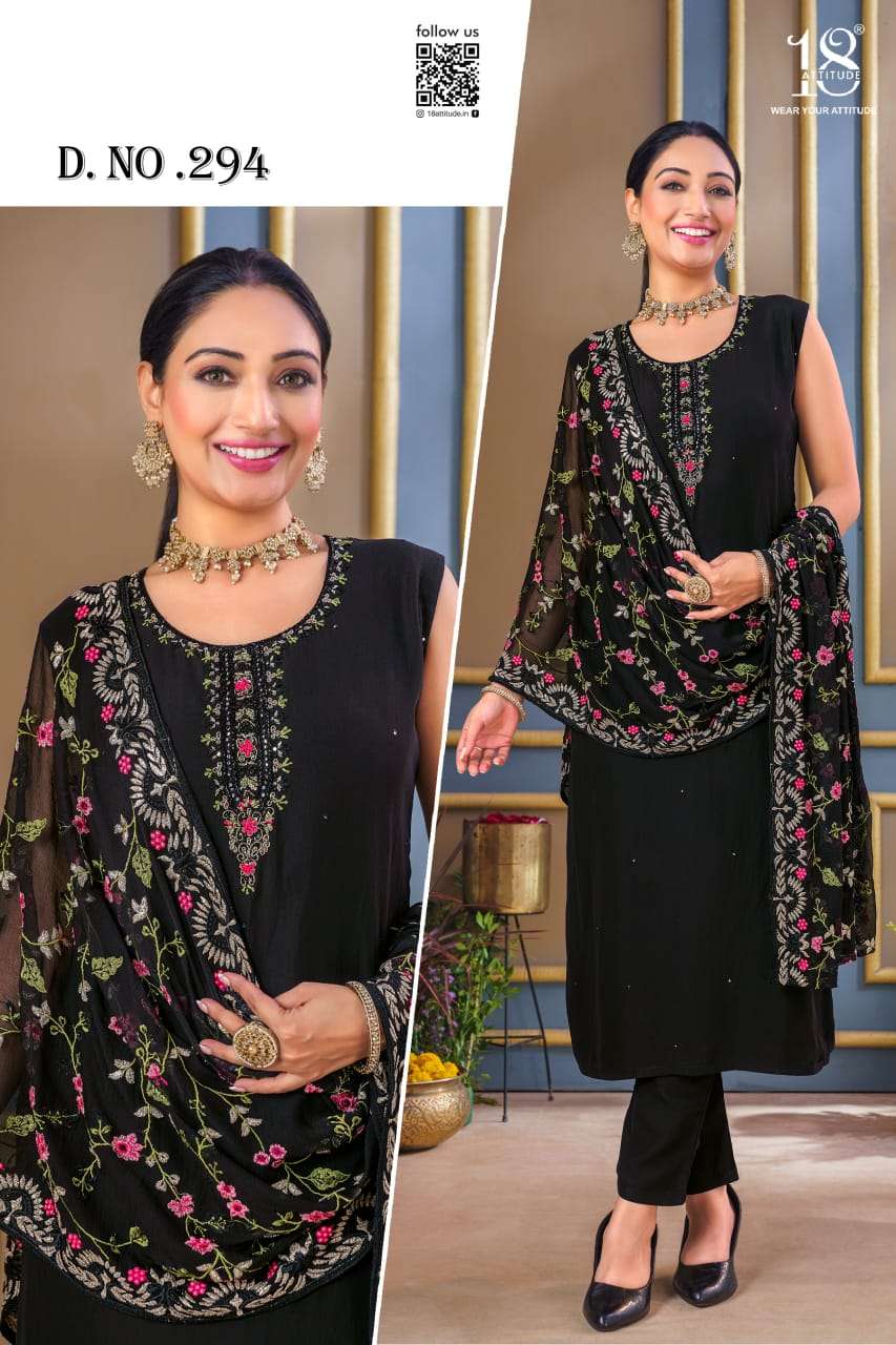 D.NO :- 294 BY 18 ATTITUDE IN RANGILA FABRICS WITH EMBROIDERY WORK DUPATTA