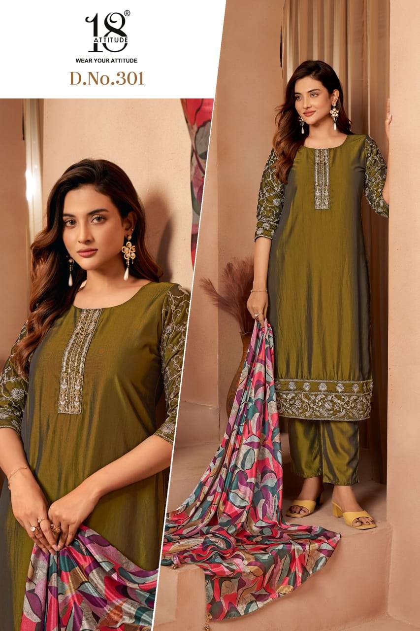 D.NO :- 301 BY 18 ATTITUDE IN RANGILA SILK WITH THREAD WORK WITH DORI 