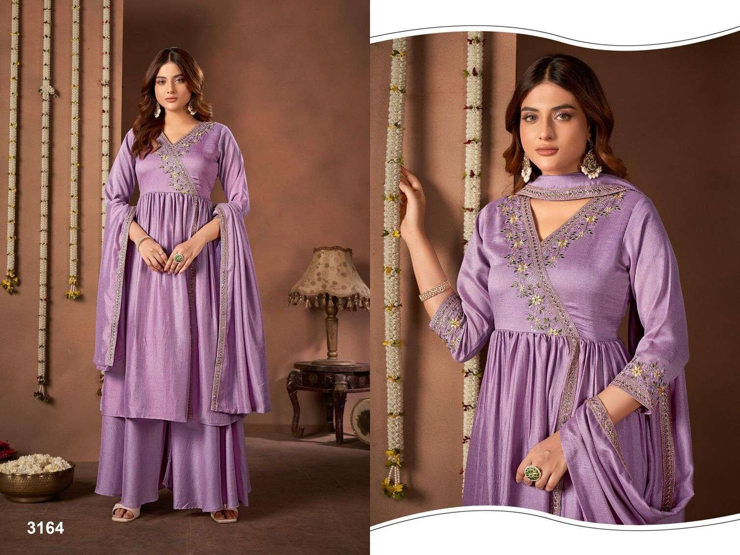 D.NO :- 3163 TO 3165 BY LADIES FLAVOUR IN VICHITRA SILK WITH EMBROIDERY WORK & INNER 
