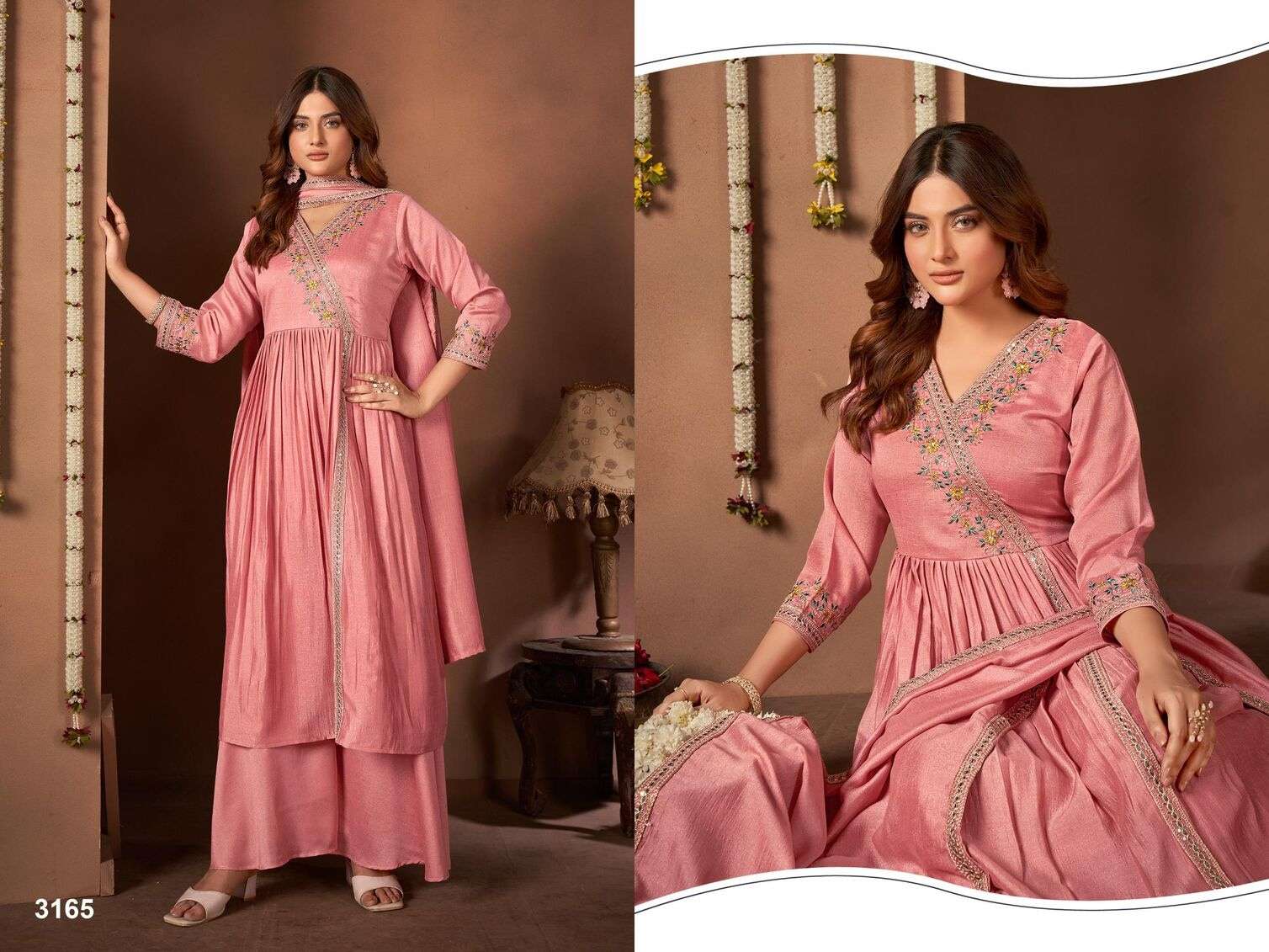 D.NO :- 3163 TO 3165 BY LADIES FLAVOUR IN VICHITRA SILK WITH EMBROIDERY WORK & INNER 