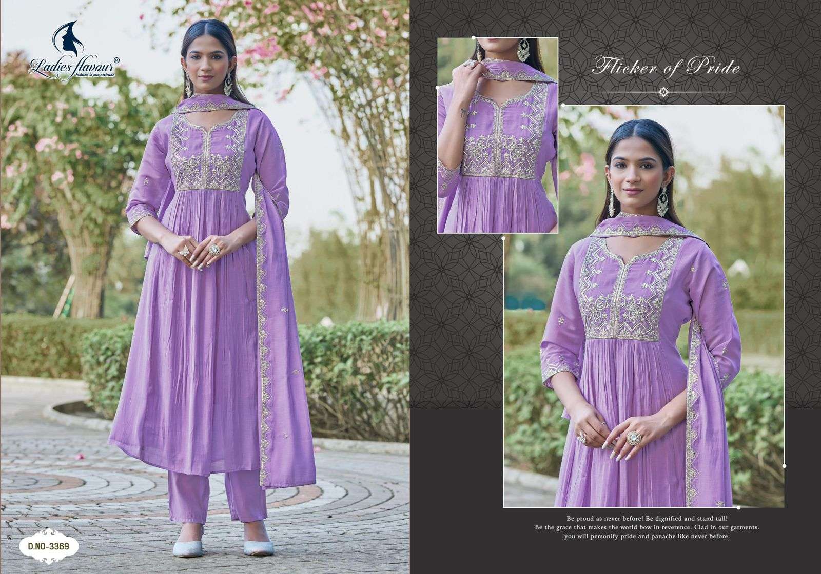 D.NO :- 3365 TO 3370 BY LADIES FLAVOUR IN MULL CHANDERI WITH HANDWORK & COTTON INNER 