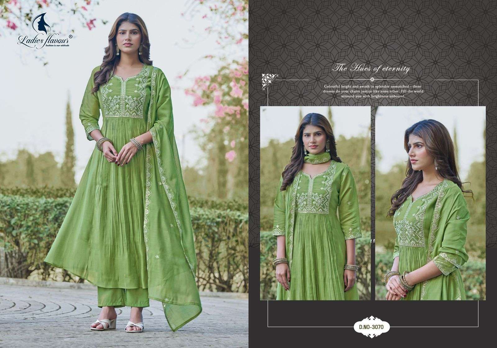 D.NO :- 3365 TO 3370 BY LADIES FLAVOUR IN MULL CHANDERI WITH HANDWORK & COTTON INNER 