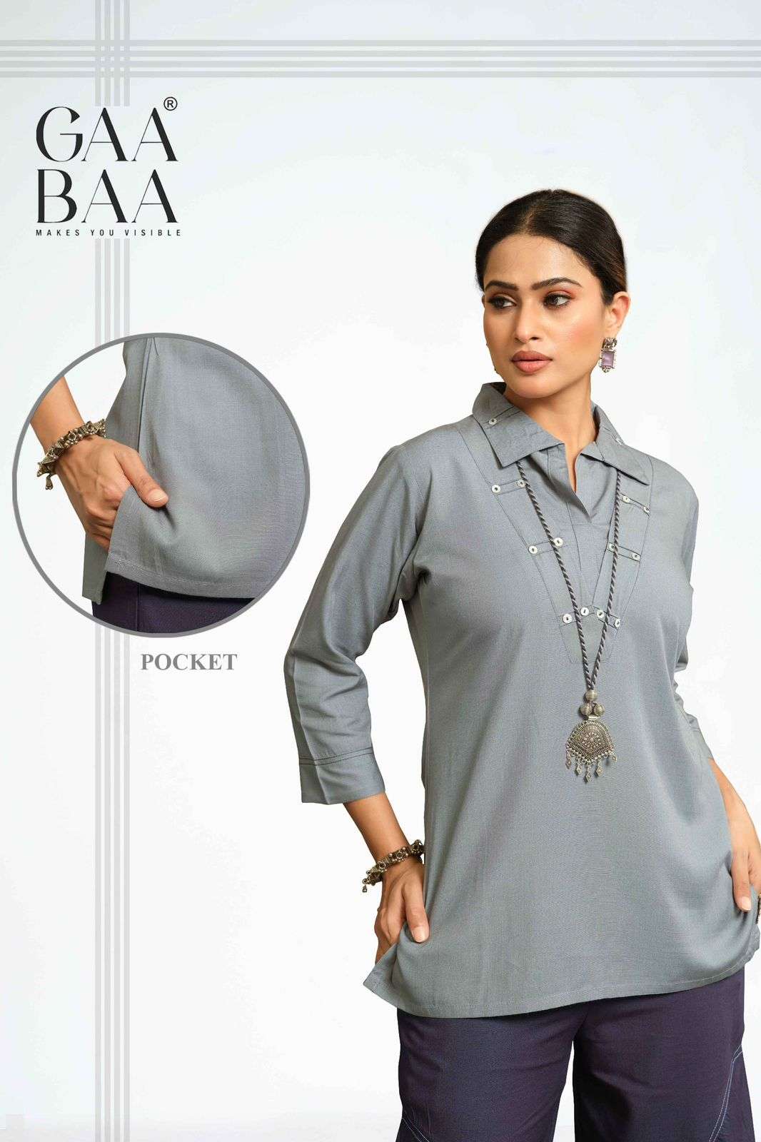 D.NO :- 955 BY GAABAA IN HEAVY LIVA RAYON SLUB WITH BEAUTIFULL METAL NECKLESS 