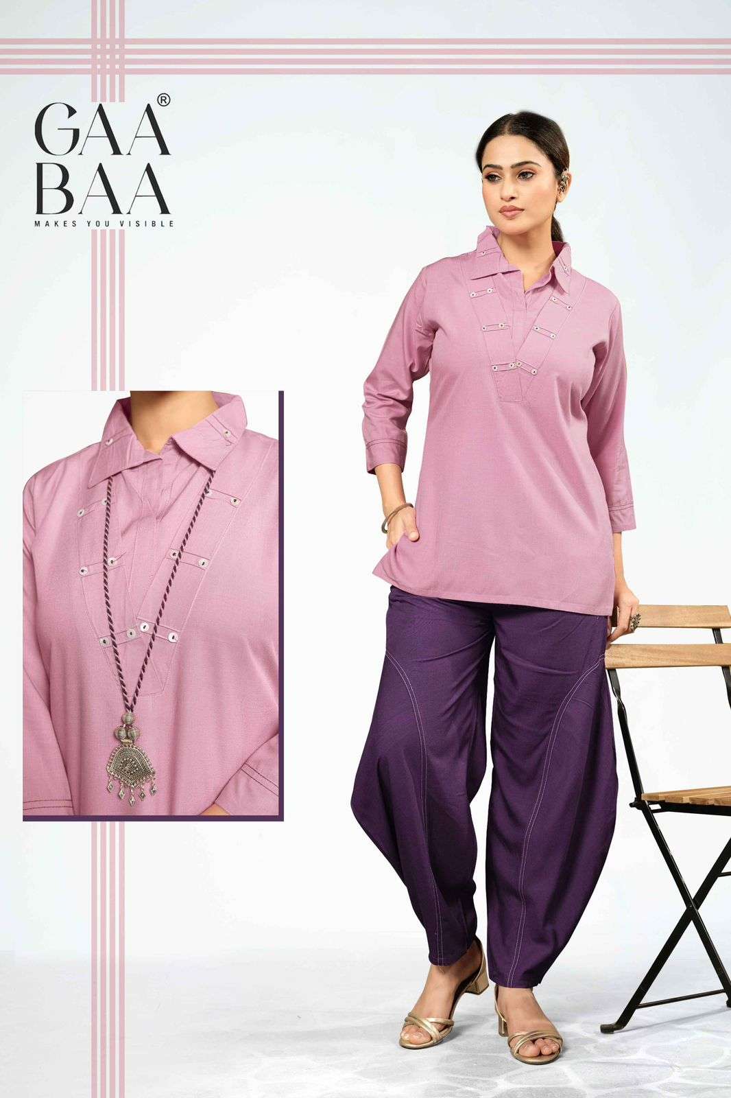 D.NO :- 955 BY GAABAA IN HEAVY LIVA RAYON SLUB WITH BEAUTIFULL METAL NECKLESS 