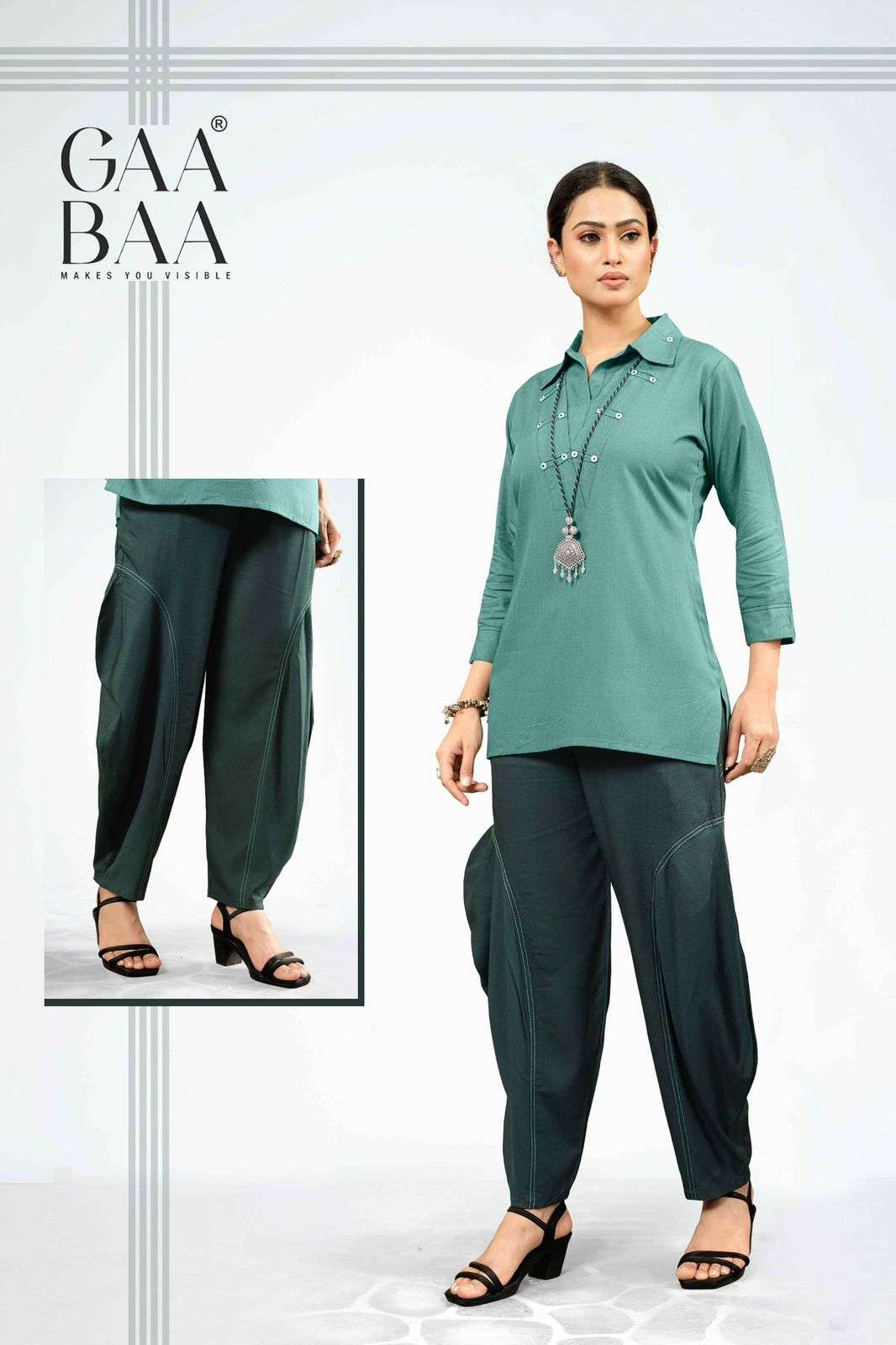 D.NO :- 955 BY GAABAA IN HEAVY LIVA RAYON SLUB WITH BEAUTIFULL METAL NECKLESS 