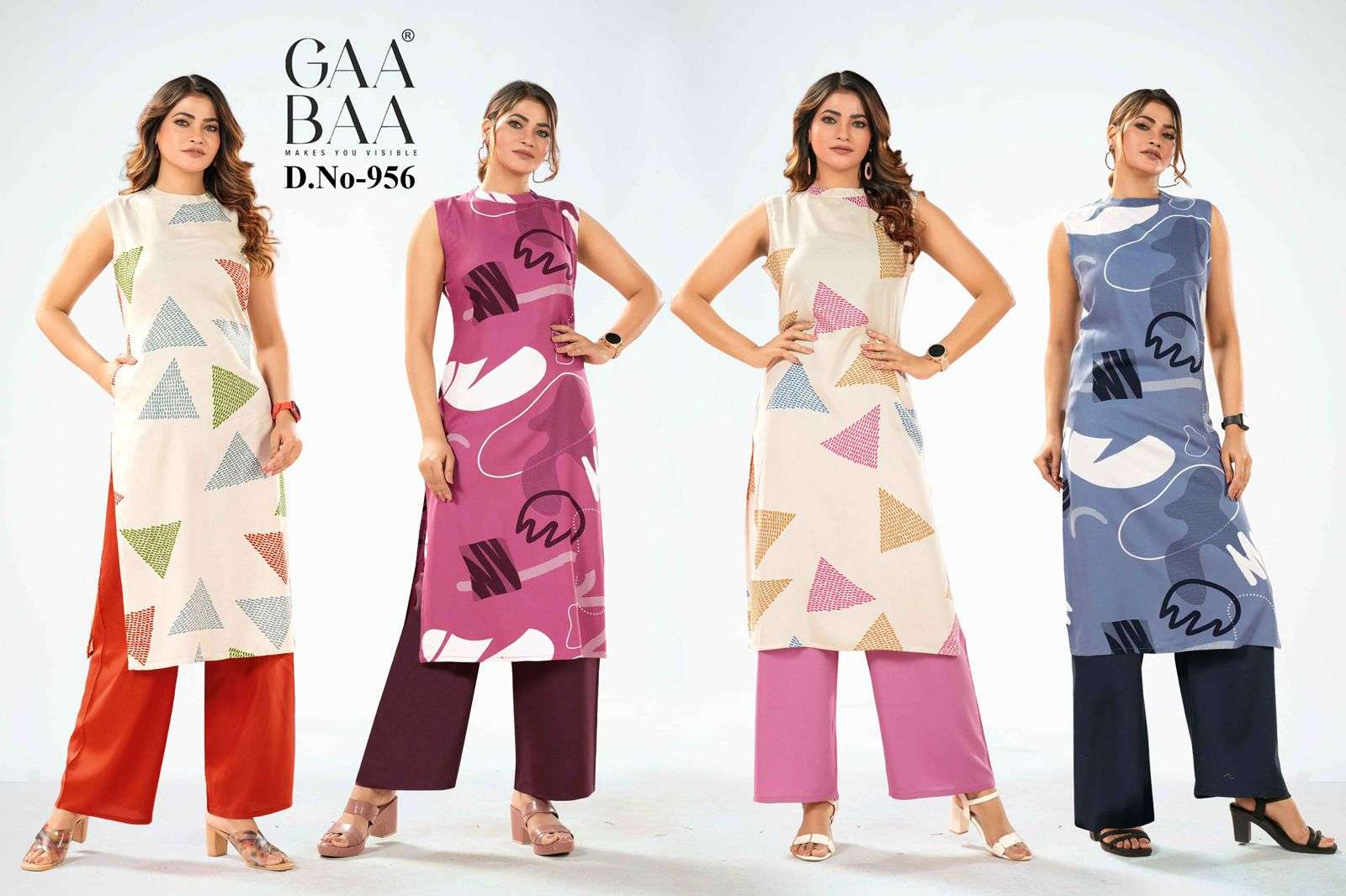 D.NO :- 956 BY GAABAA IN RAYON PRINT TOP WITH A-ONE SIDE POCKET & HALF SLEEVES 