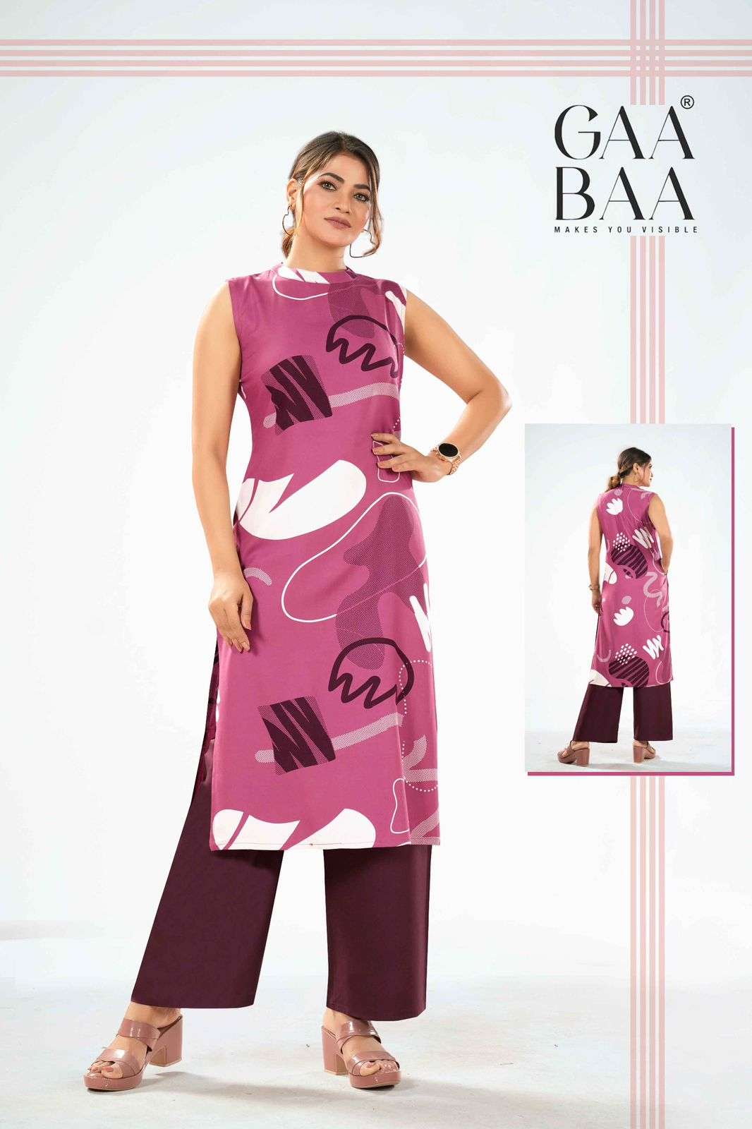 D.NO :- 956 BY GAABAA IN RAYON PRINT TOP WITH A-ONE SIDE POCKET & HALF SLEEVES 