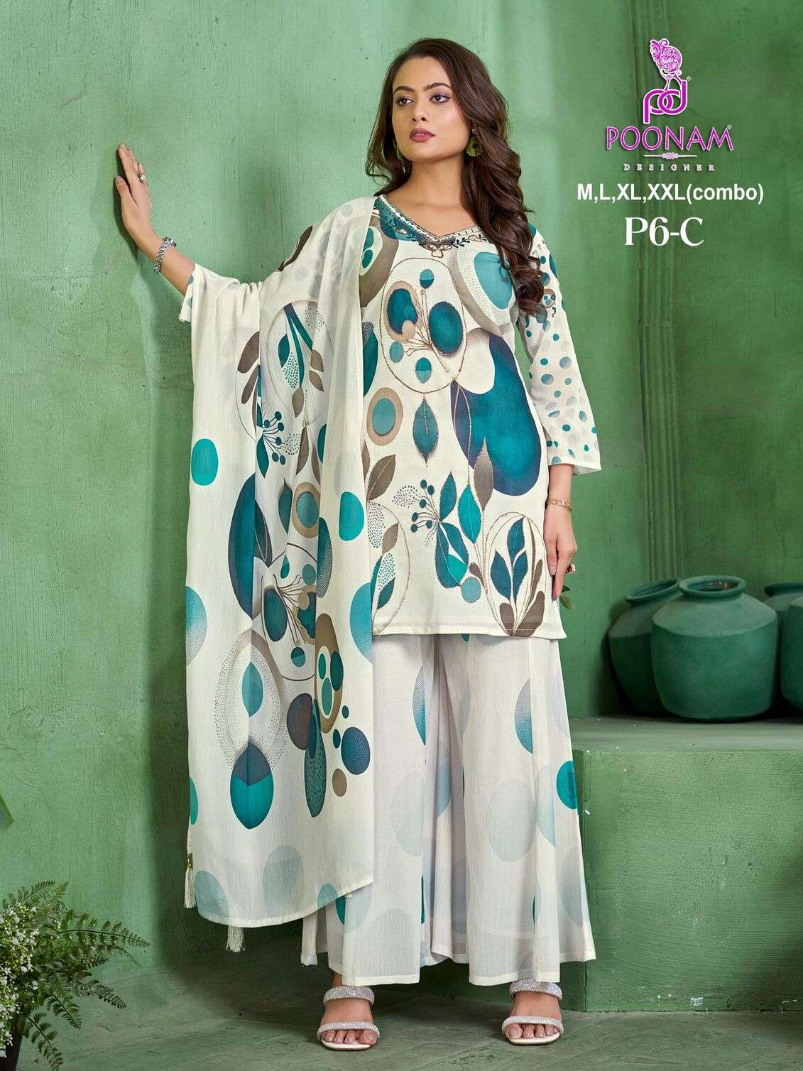 D.NO :- P6 BY POONAM DESIGNER IN PURE GEORGETTE DIGITAL PRINT WITH FRONT SIDE HANDWORK 