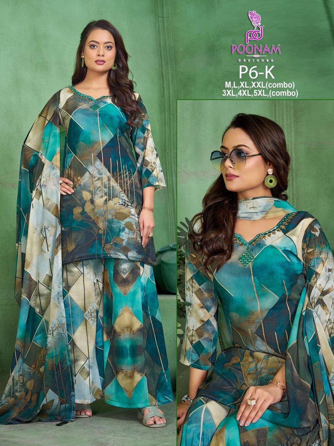 D.NO :- P6 BY POONAM DESIGNER IN PURE GEORGETTE DIGITAL PRINT WITH FRONT SIDE HANDWORK 