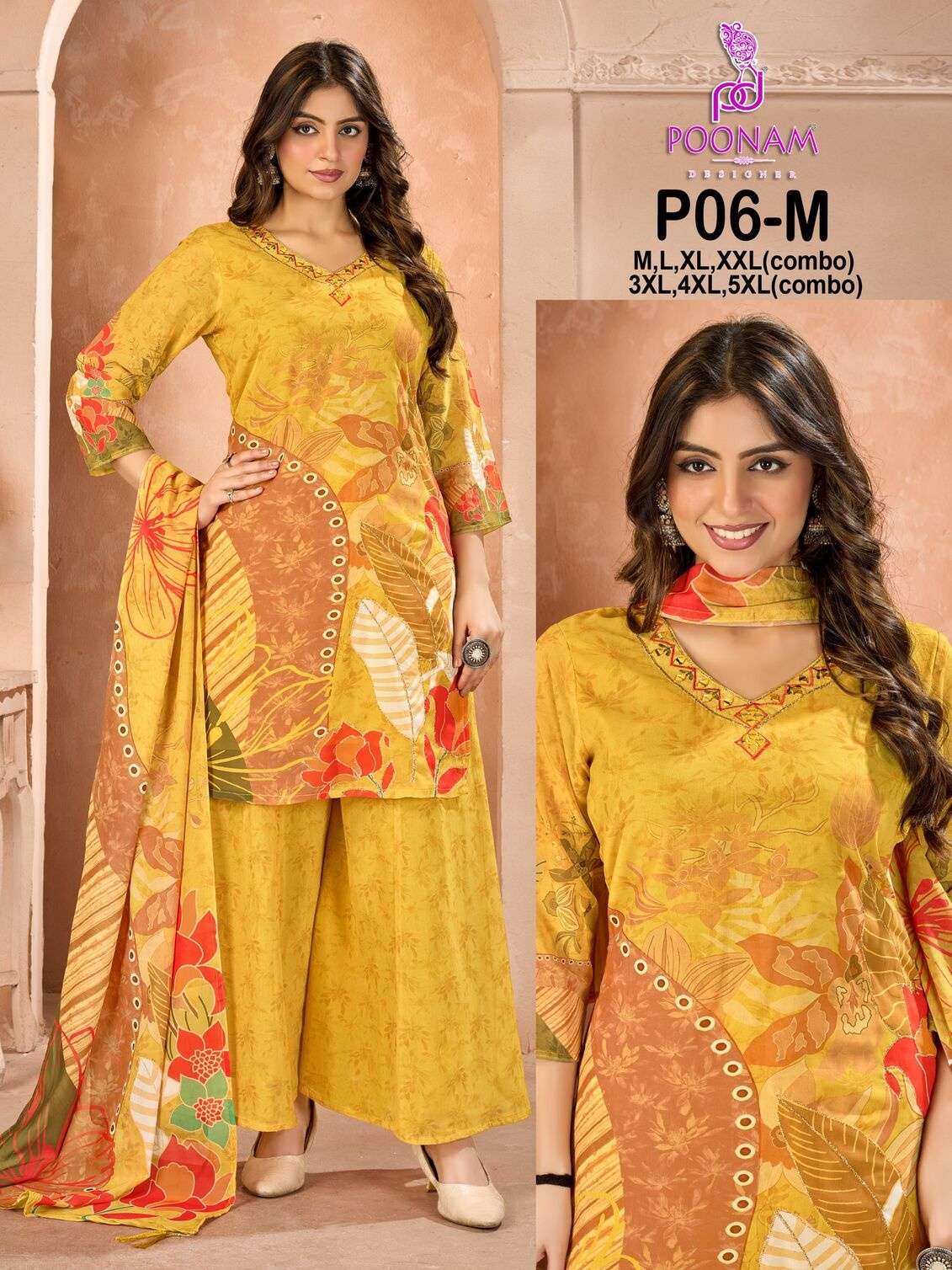 D.NO :- P6 BY POONAM DESIGNER IN PURE GEORGETTE DIGITAL PRINT WITH FRONT SIDE HANDWORK 
