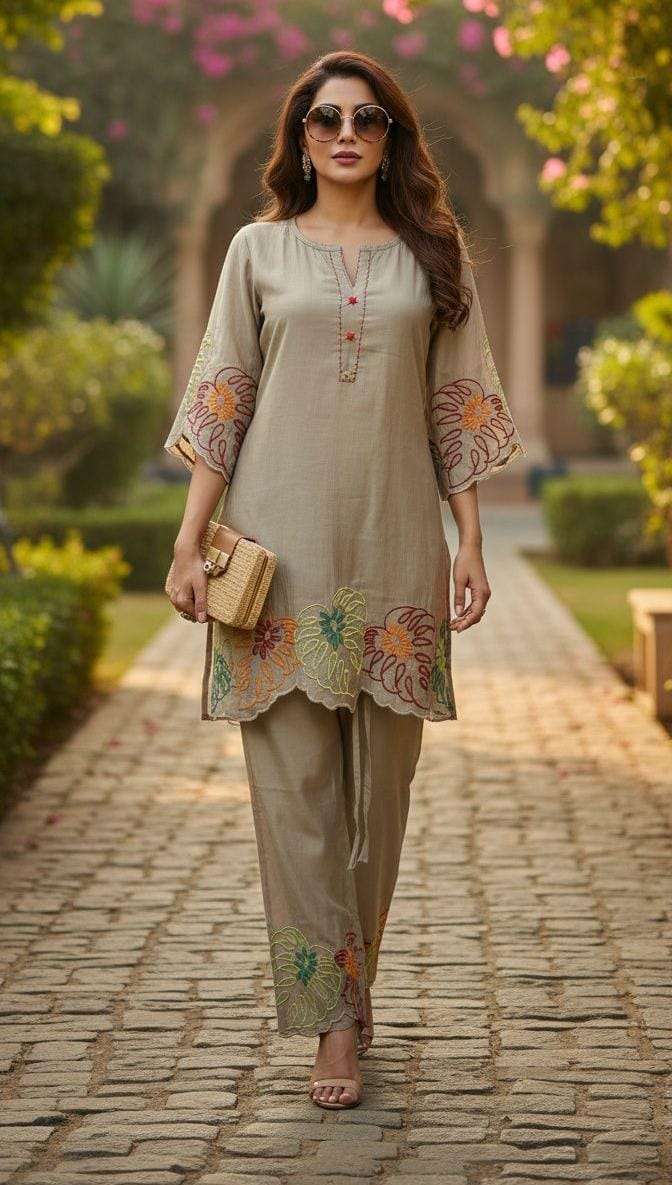 D.NO :- SS-127 & 128 BY 18 ATTITUDE IN VATICAN GOLD CO-ORD SET WITH HAND WORK