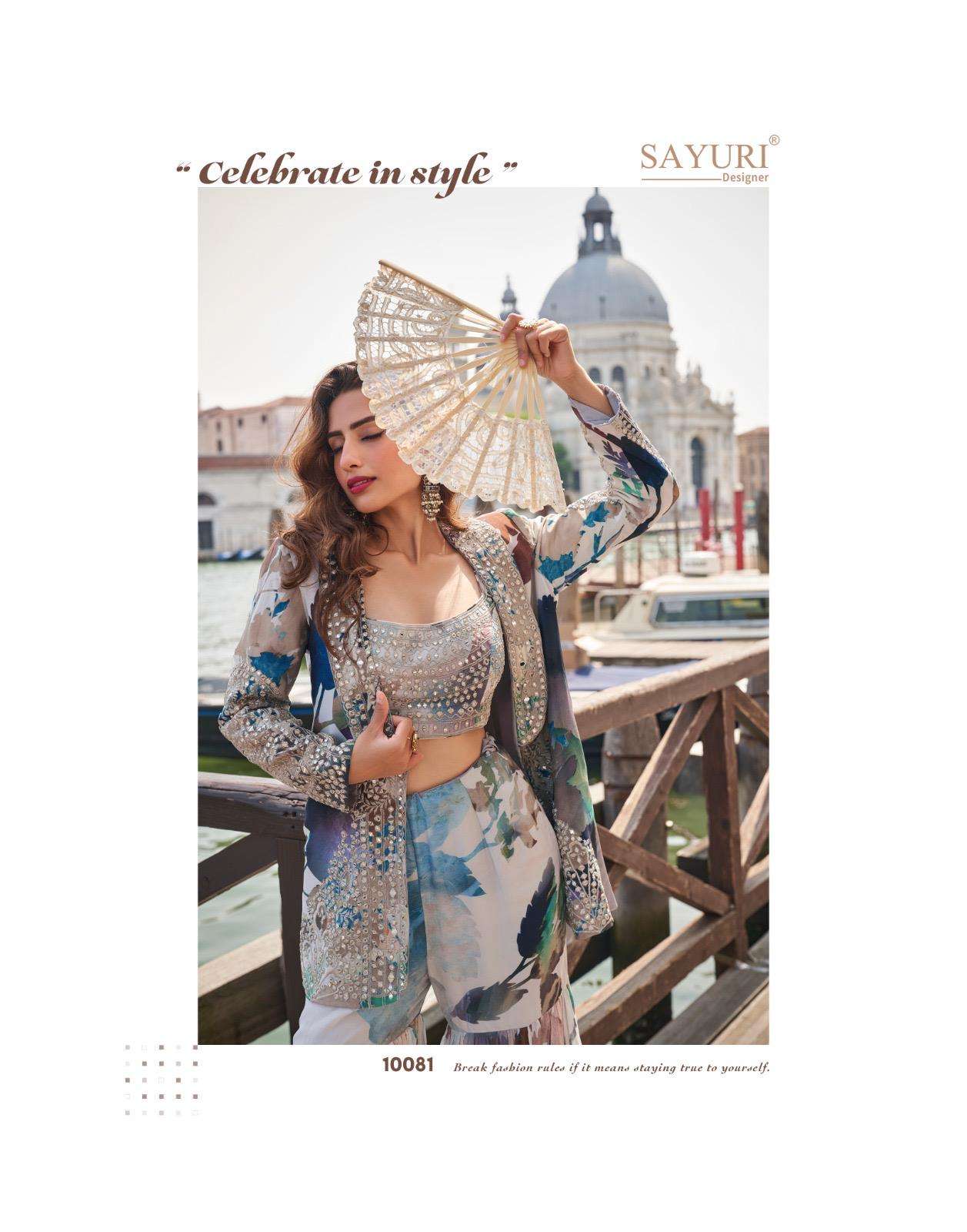 ELNAAZ BY SAYURI DESIGNER IN REAL CHINON SILK WITH HEAVY EMBROIDERED MIRROR WORK 