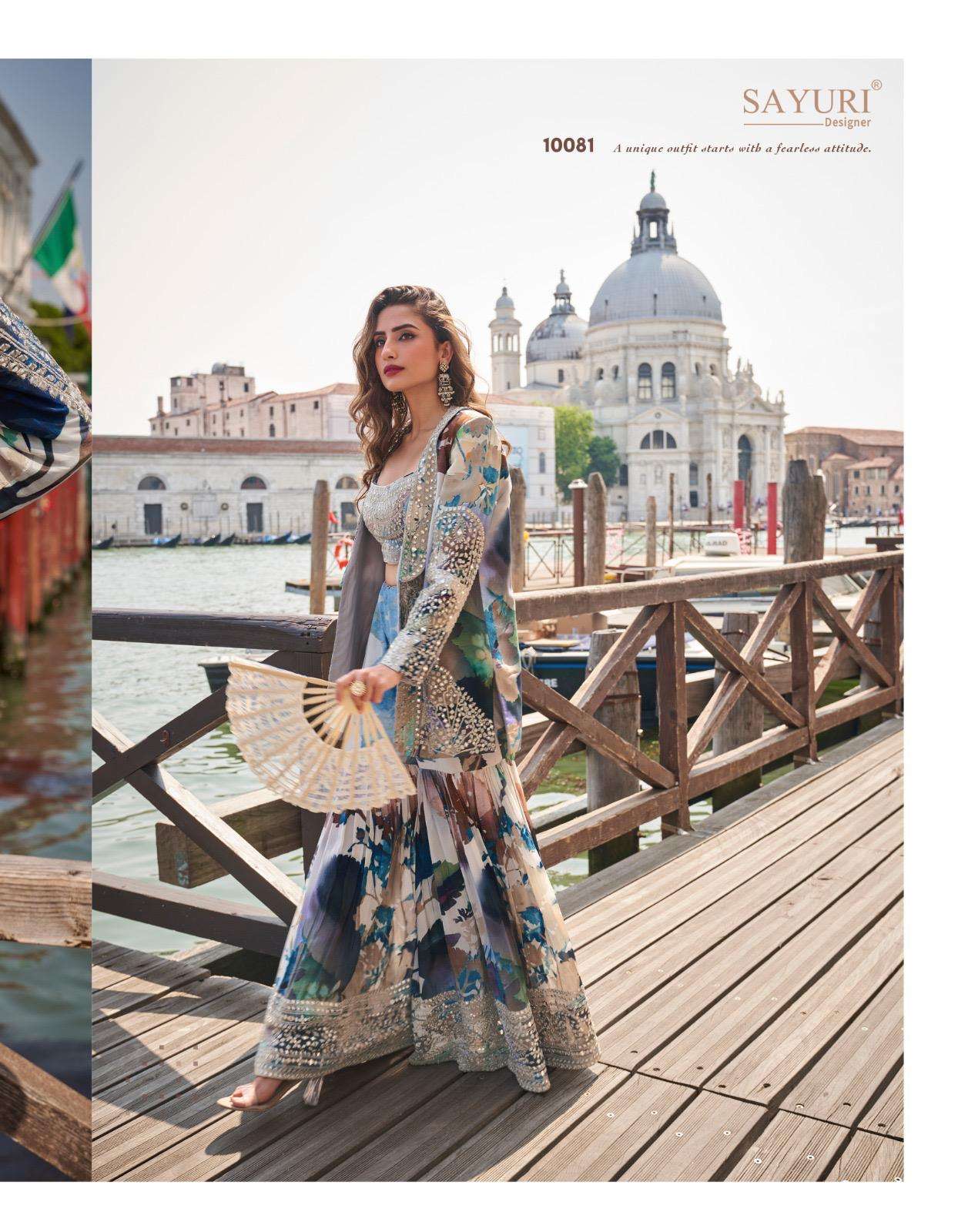 ELNAAZ BY SAYURI DESIGNER IN REAL CHINON SILK WITH HEAVY EMBROIDERED MIRROR WORK 