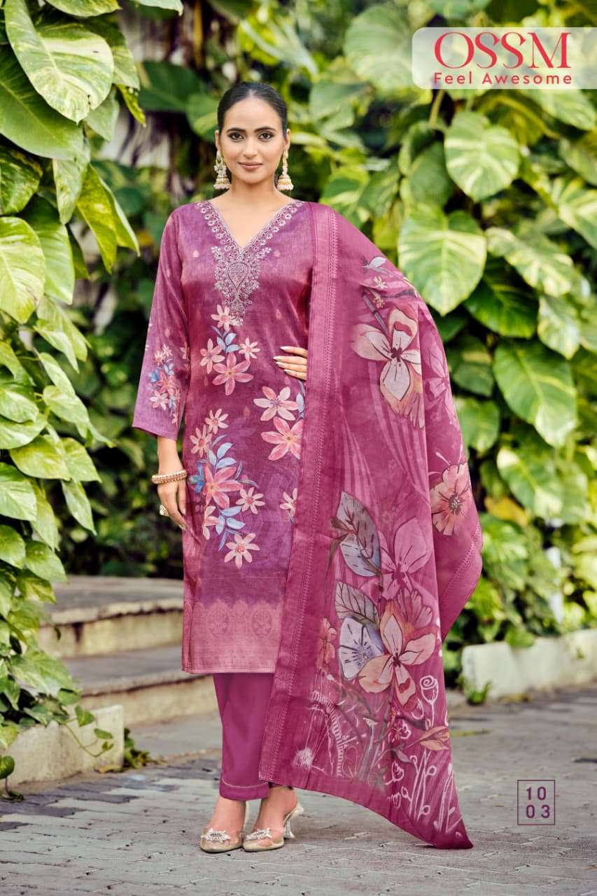 GULABO BY OSSM IN JACQUARD SIMMER SILK WITH EMBROIDERY WORK & DIGITAL PRINT 