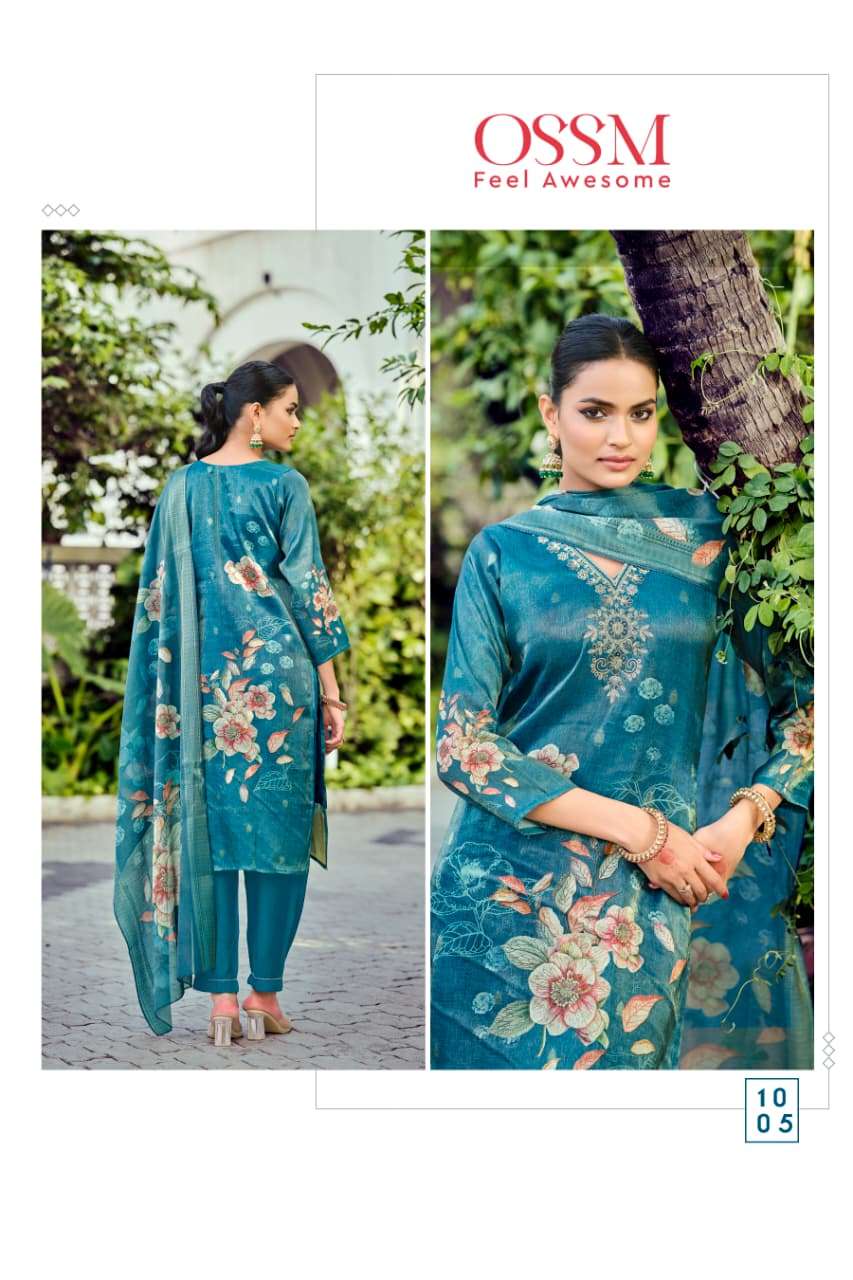 GULABO BY OSSM IN JACQUARD SIMMER SILK WITH EMBROIDERY WORK & DIGITAL PRINT 