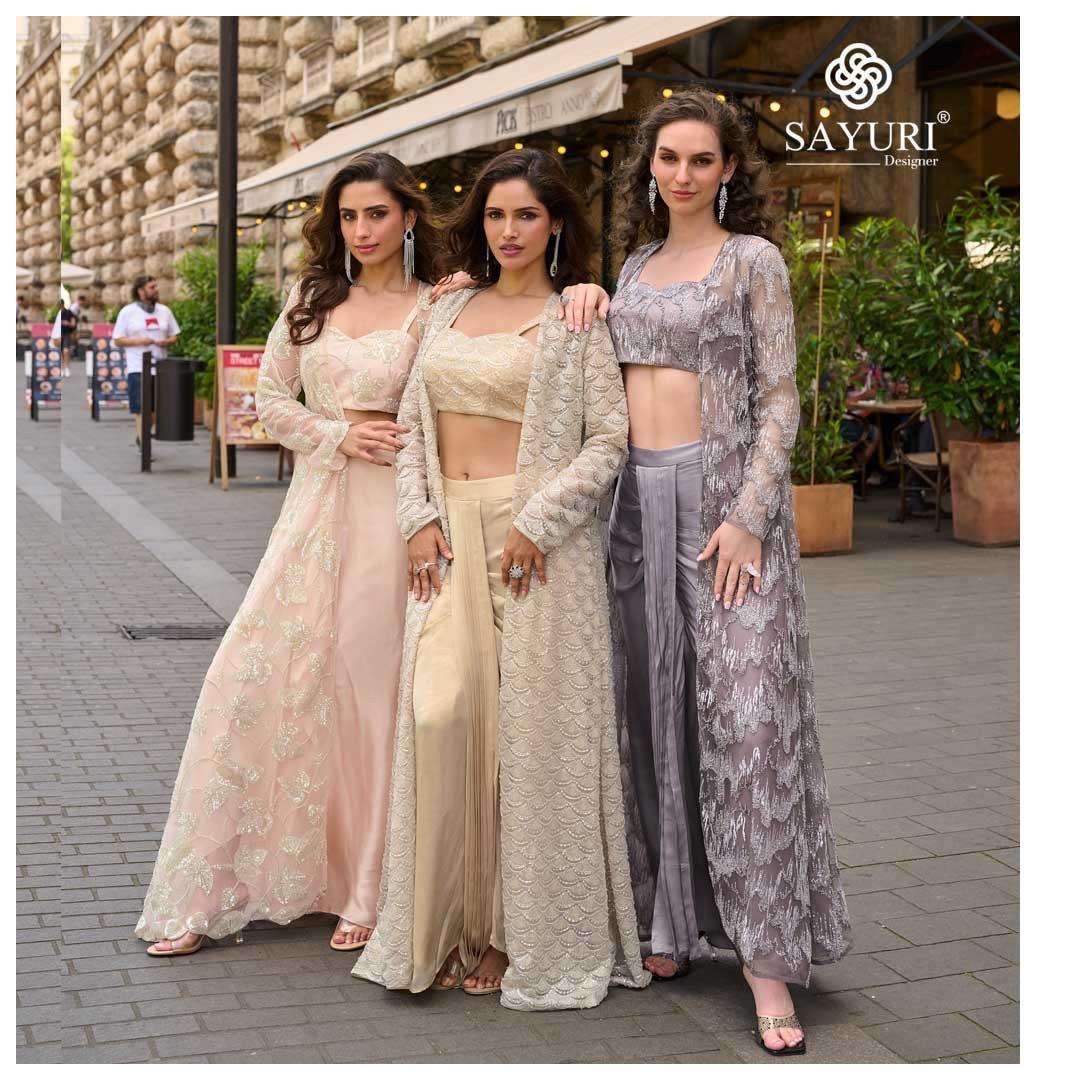 HASEENA BY SAYURI DESIGNER IN REAL FRENCH CREP SILK STYLISH DHOTI WITH BEADS EMBROIDERED WORK 