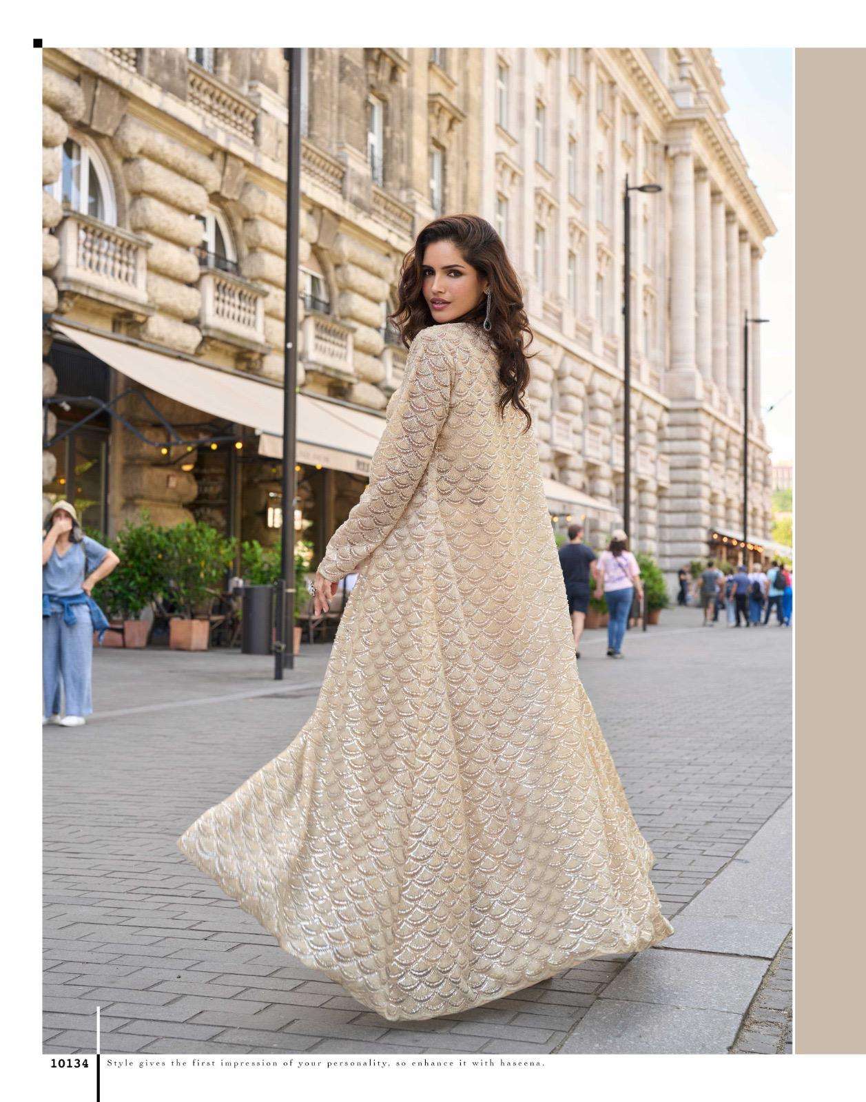 HASEENA BY SAYURI DESIGNER IN REAL FRENCH CREP SILK STYLISH DHOTI WITH BEADS EMBROIDERED WORK 