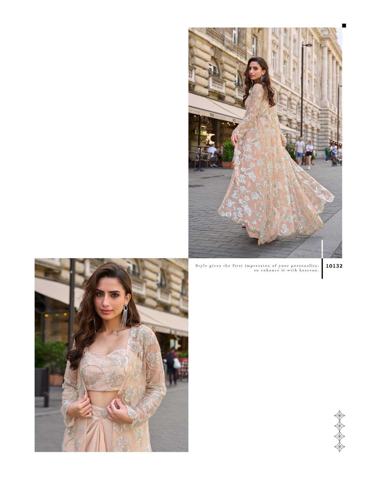 HASEENA BY SAYURI DESIGNER IN REAL FRENCH CREP SILK STYLISH DHOTI WITH BEADS EMBROIDERED WORK 