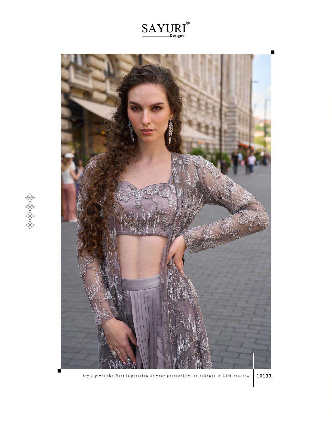 HASEENA BY SAYURI DESIGNER IN REAL FRENCH CREP SILK STYLISH DHOTI WITH BEADS EMBROIDERED WORK 