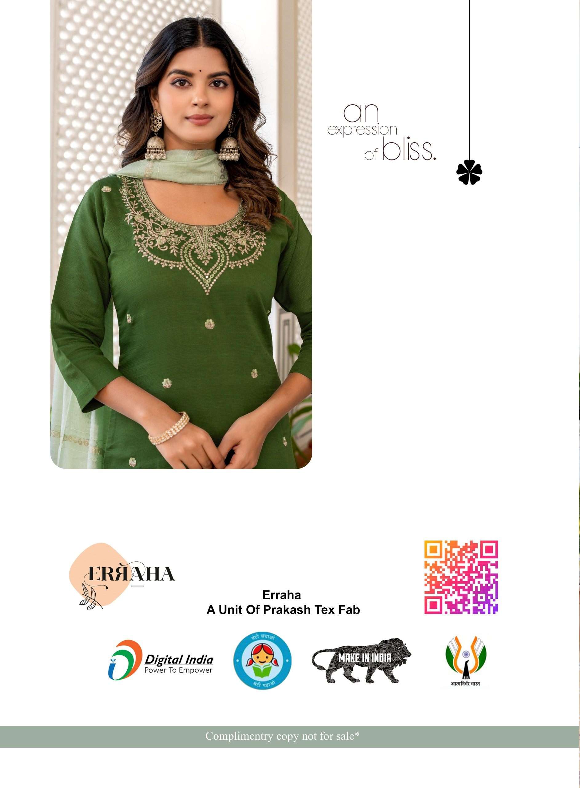 HEENA VOL-2 BY ERRAHA IN PREMIUM VATICAN FABRICS WITH UNIQUE EMBROIDERY IN NECK & ALL OVER BUTTA 