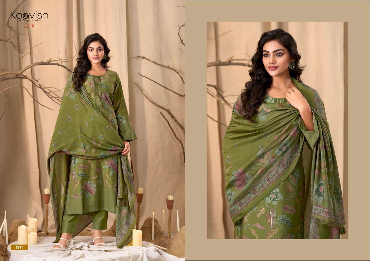 JANASYA BY KAAVISH IN PURE MODAL SILK DIGITAL FOIL PRINT WITH FANCY AARI HANDWORK 