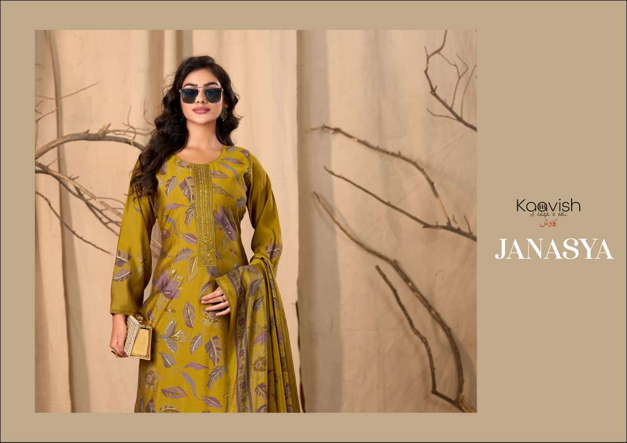 JANASYA BY KAAVISH IN PURE MODAL SILK DIGITAL FOIL PRINT WITH FANCY AARI HANDWORK 