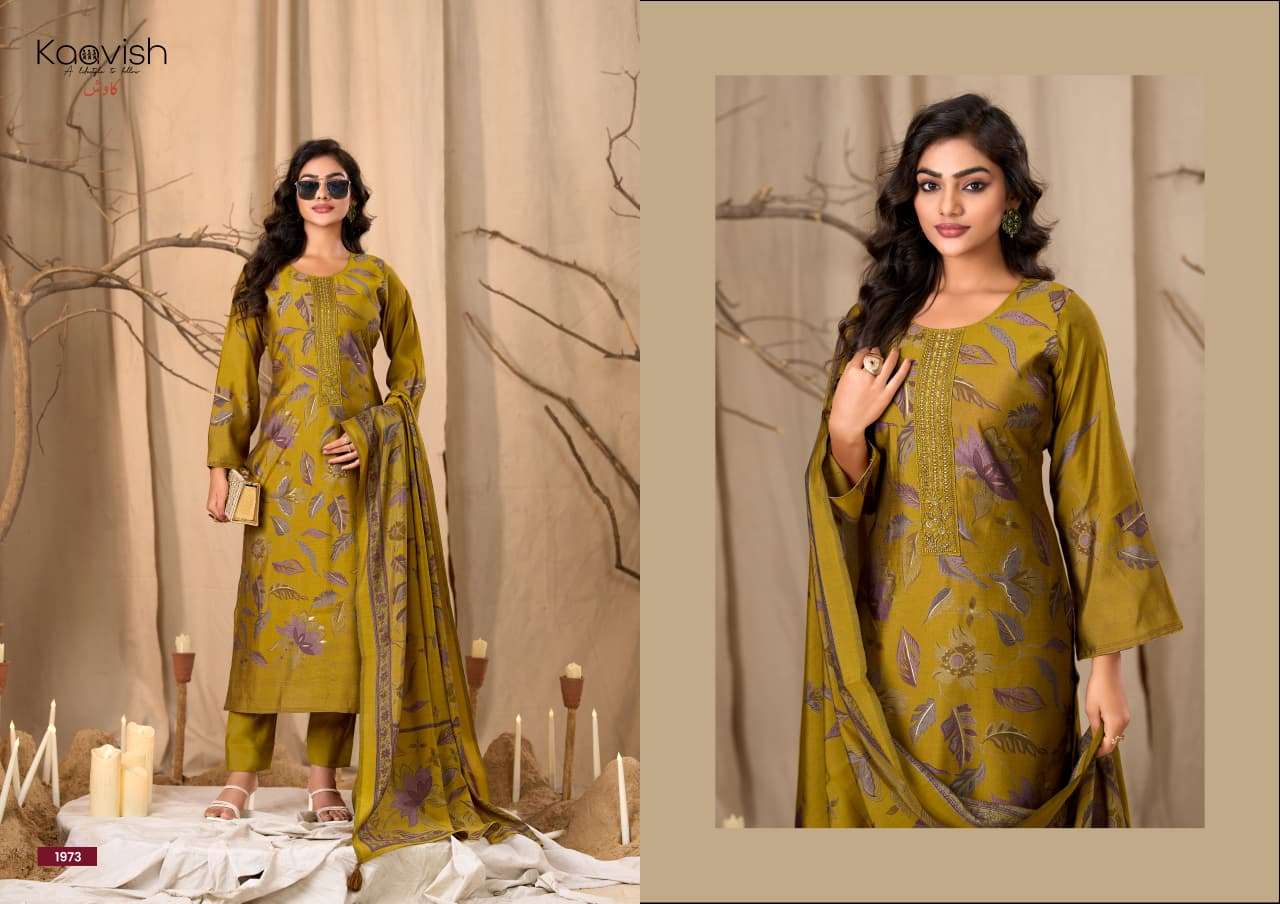 JANASYA BY KAAVISH IN PURE MODAL SILK DIGITAL FOIL PRINT WITH FANCY AARI HANDWORK 