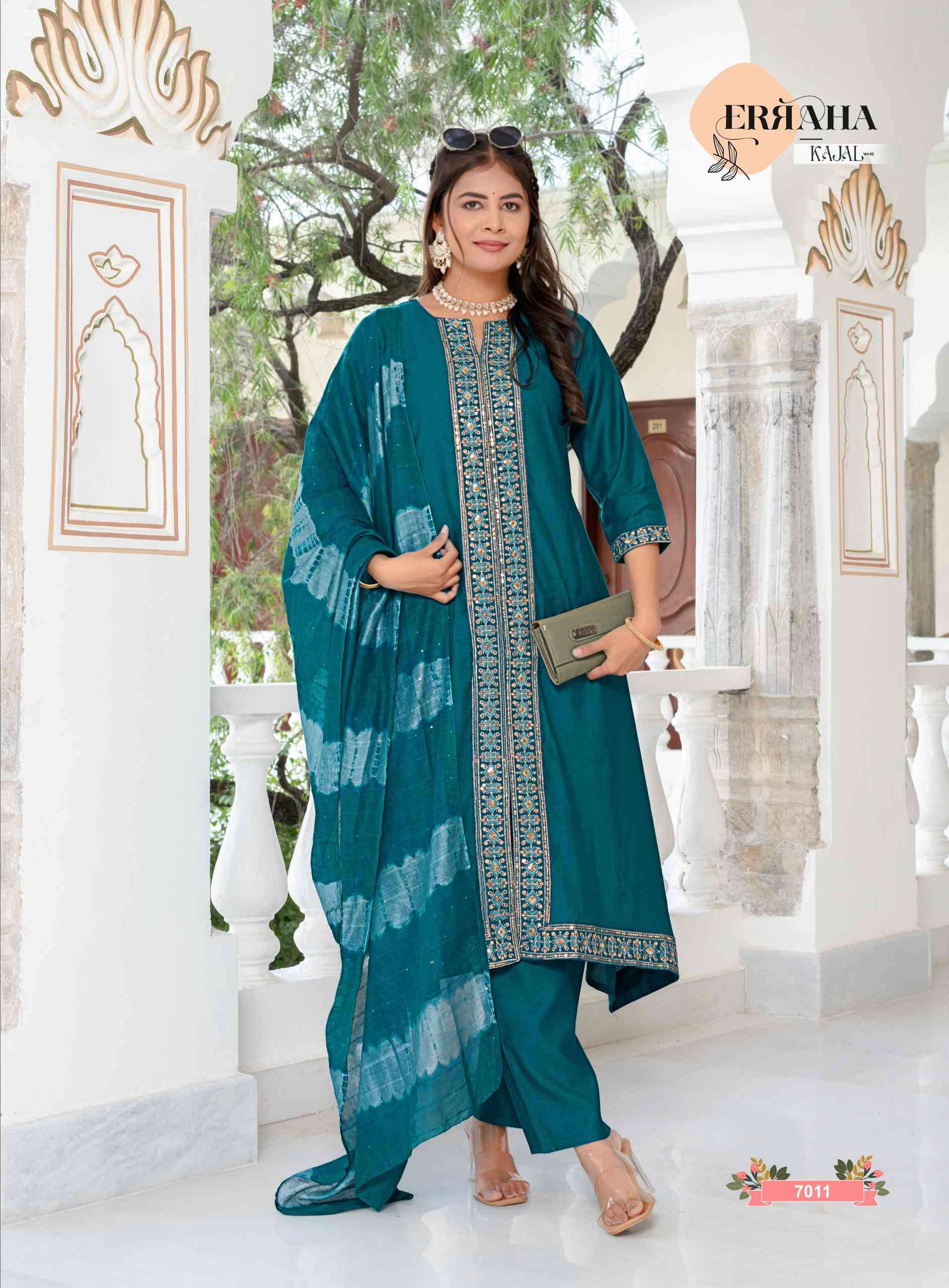 KAJAL VOL-2 BY ERRAHA IN PREMIUM VATICAN WITH A-LINE PRINCESS CUT & EMBROIDERY WORK 