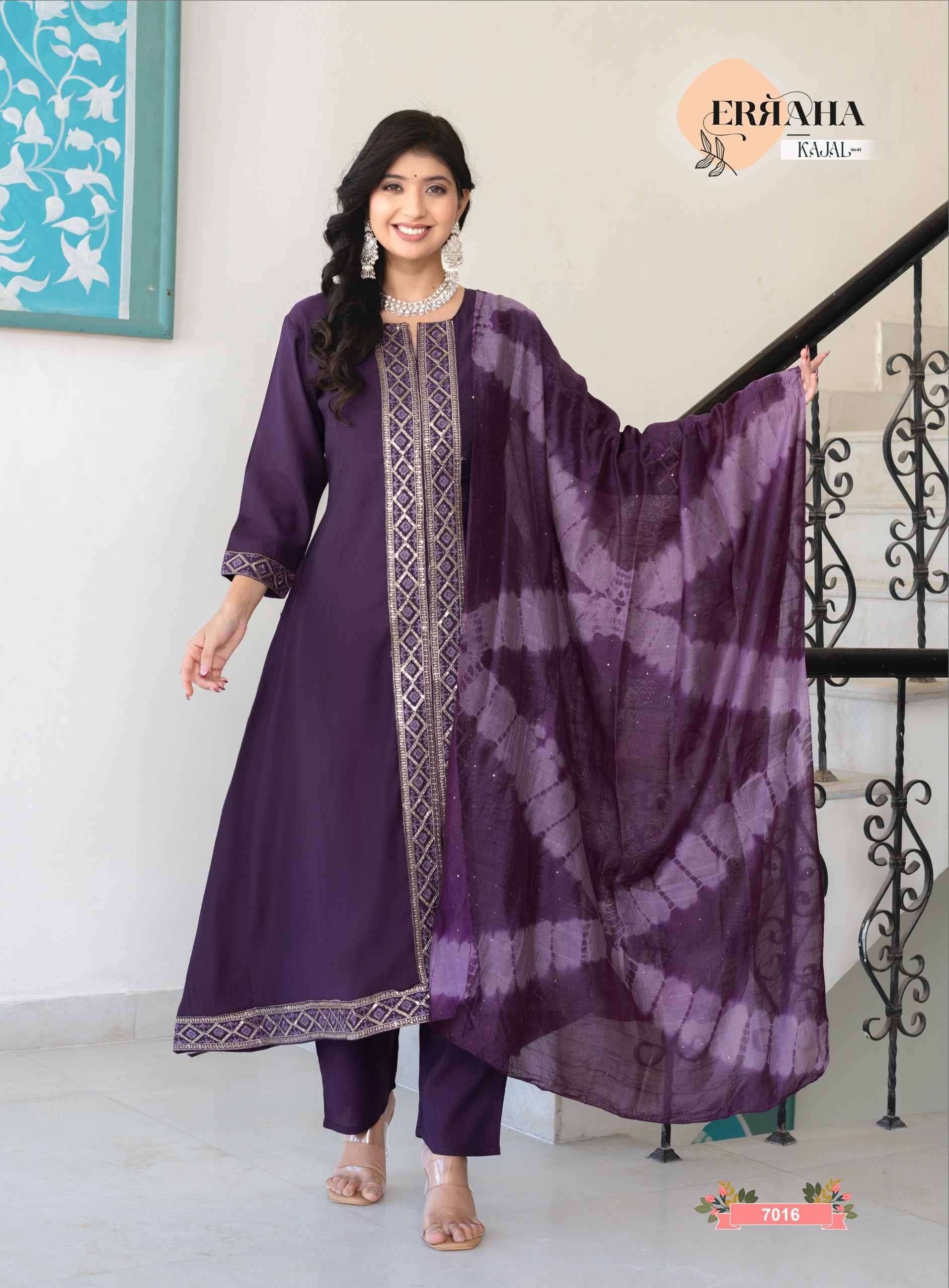 KAJAL VOL-2 BY ERRAHA IN PREMIUM VATICAN WITH A-LINE PRINCESS CUT & EMBROIDERY WORK 