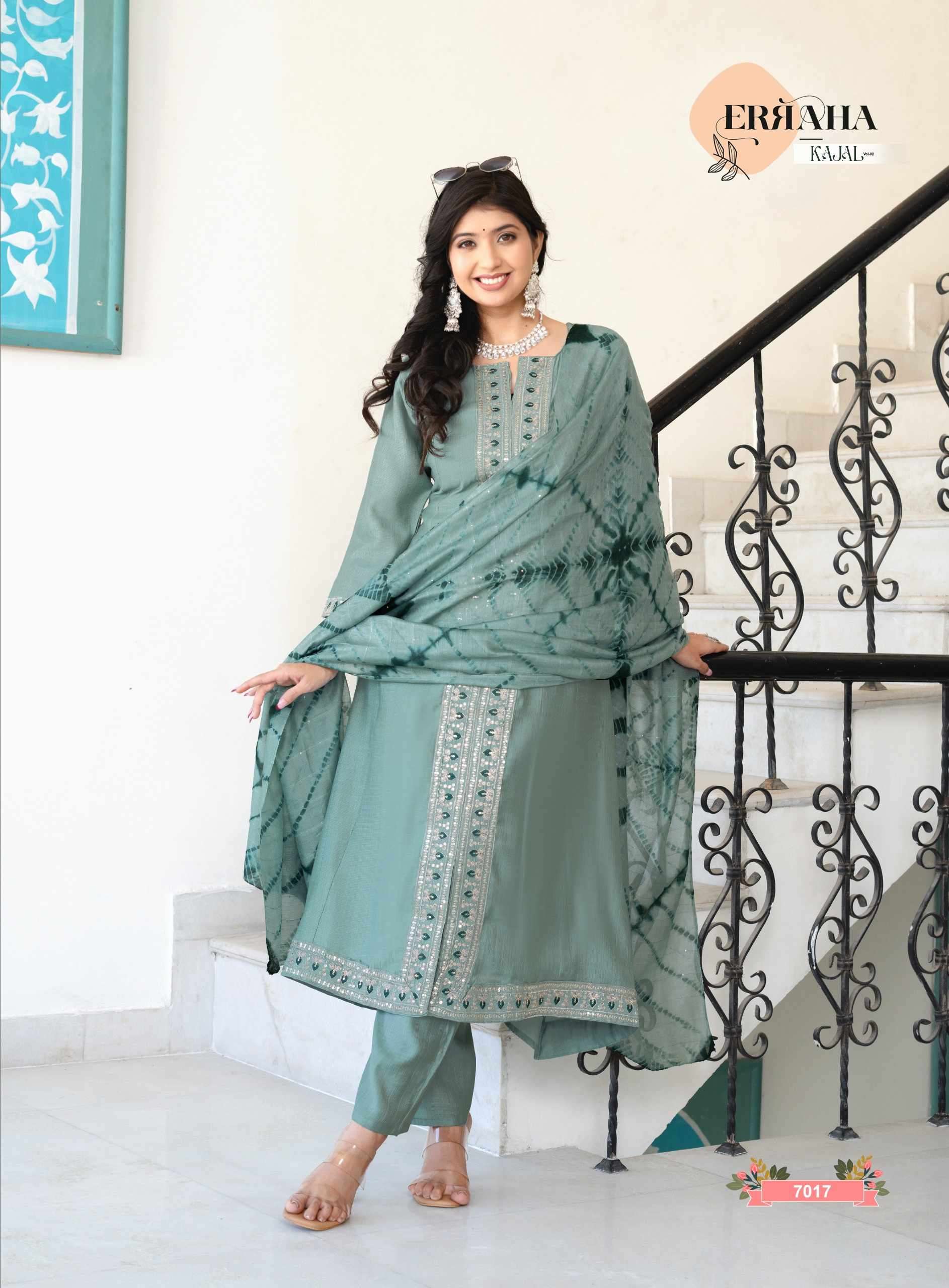 KAJAL VOL-2 BY ERRAHA IN PREMIUM VATICAN WITH A-LINE PRINCESS CUT & EMBROIDERY WORK 