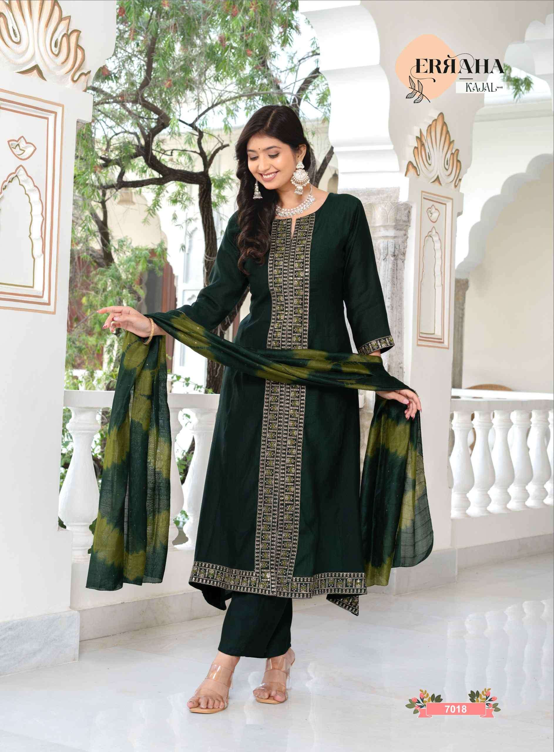 KAJAL VOL-2 BY ERRAHA IN PREMIUM VATICAN WITH A-LINE PRINCESS CUT & EMBROIDERY WORK 