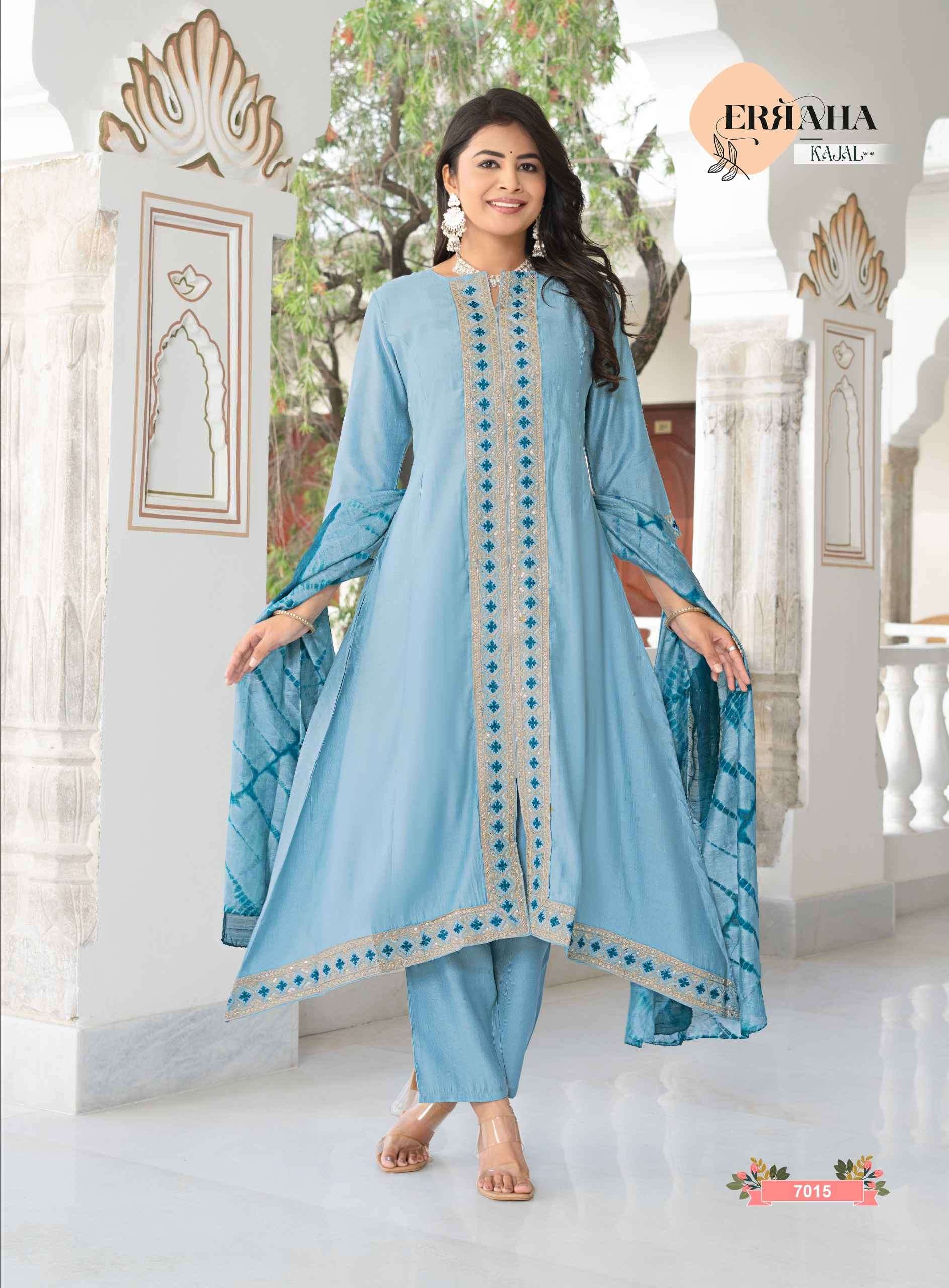 KAJAL VOL-2 BY ERRAHA IN PREMIUM VATICAN WITH A-LINE PRINCESS CUT & EMBROIDERY WORK 