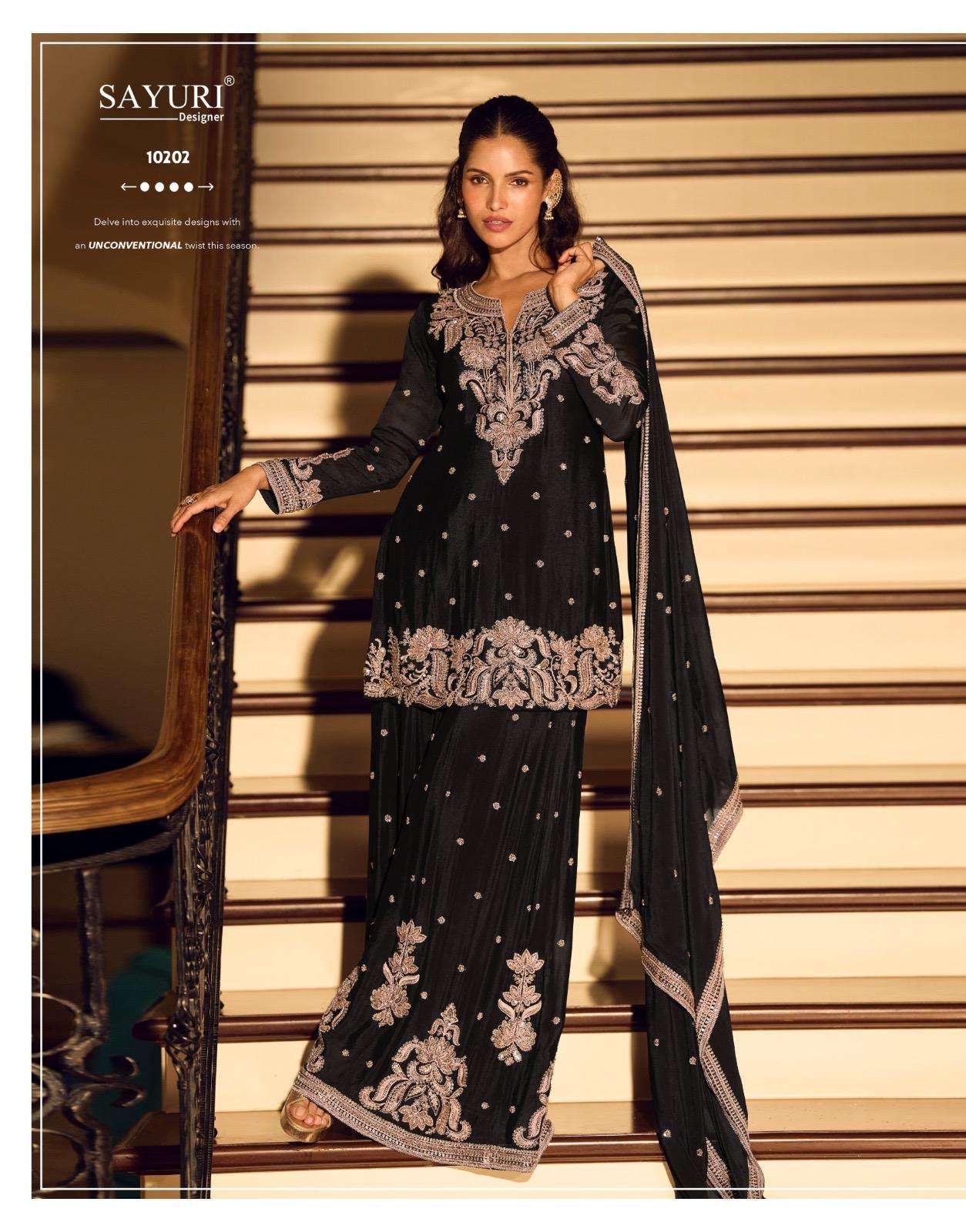 KANCHAN BY SAYURI DESIGNER IN PREMIUM CHINON SILK WITH BEADS EMBROIDERED WORK 