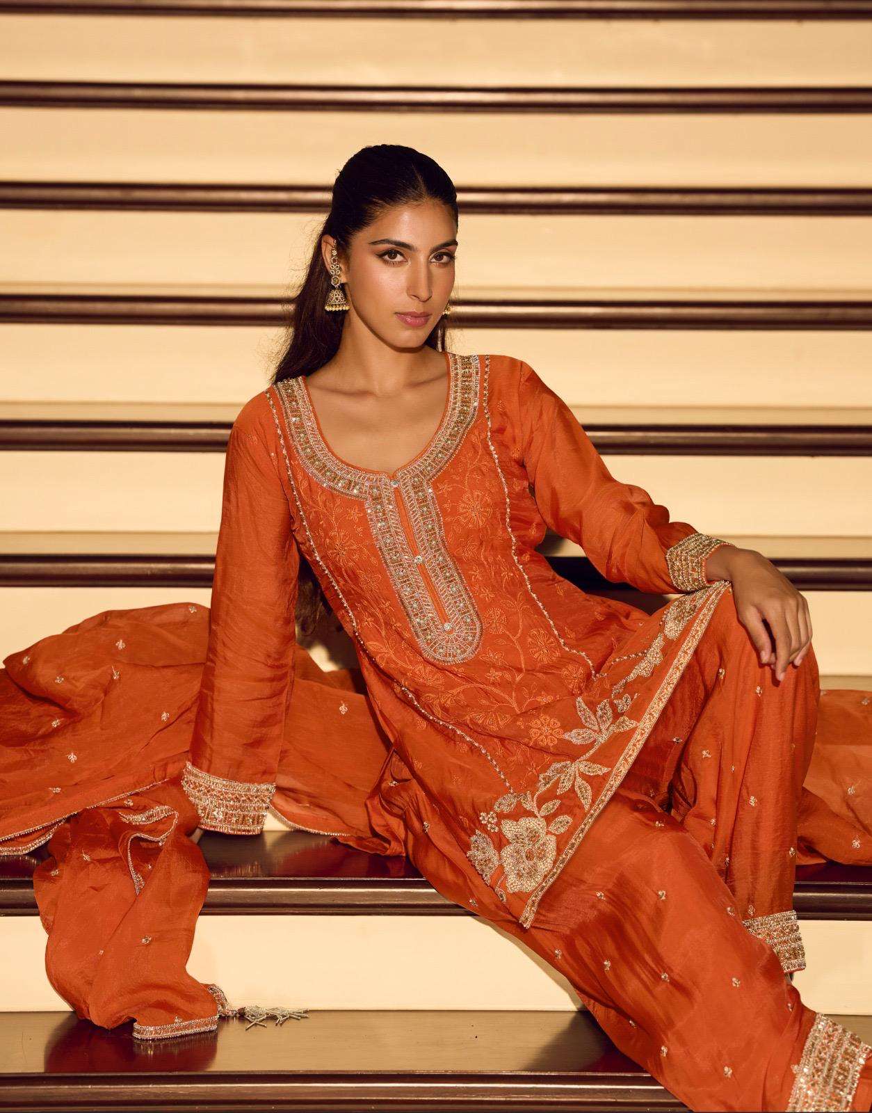 KANCHAN BY SAYURI DESIGNER IN PREMIUM CHINON SILK WITH BEADS EMBROIDERED WORK 